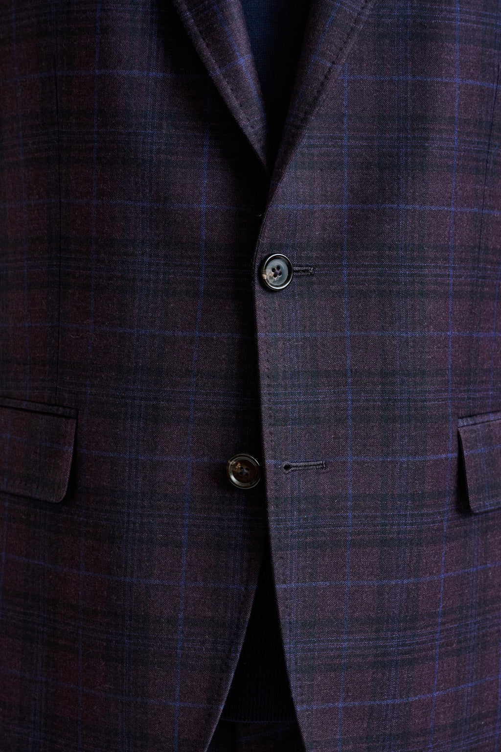Purple Check Super 130's Wool Soho Jacket Hybrid — detail 2