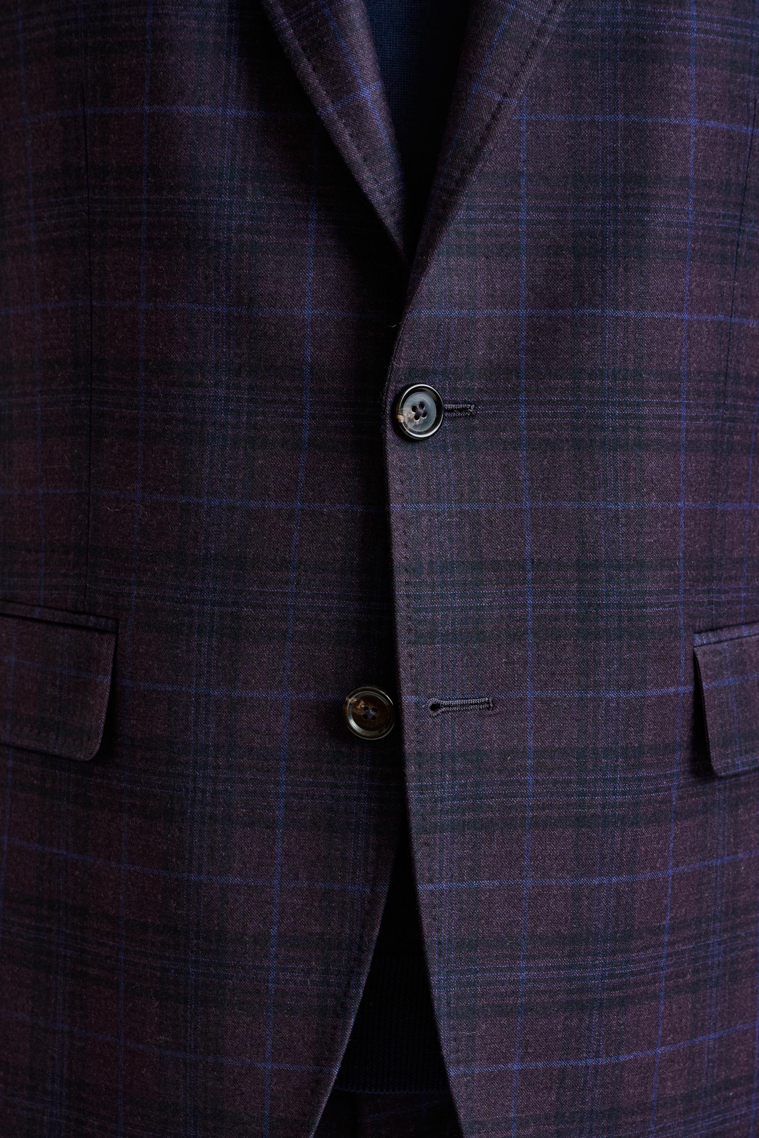 Purple Check Super 130's Wool Soho Jacket Hybrid — detail 2