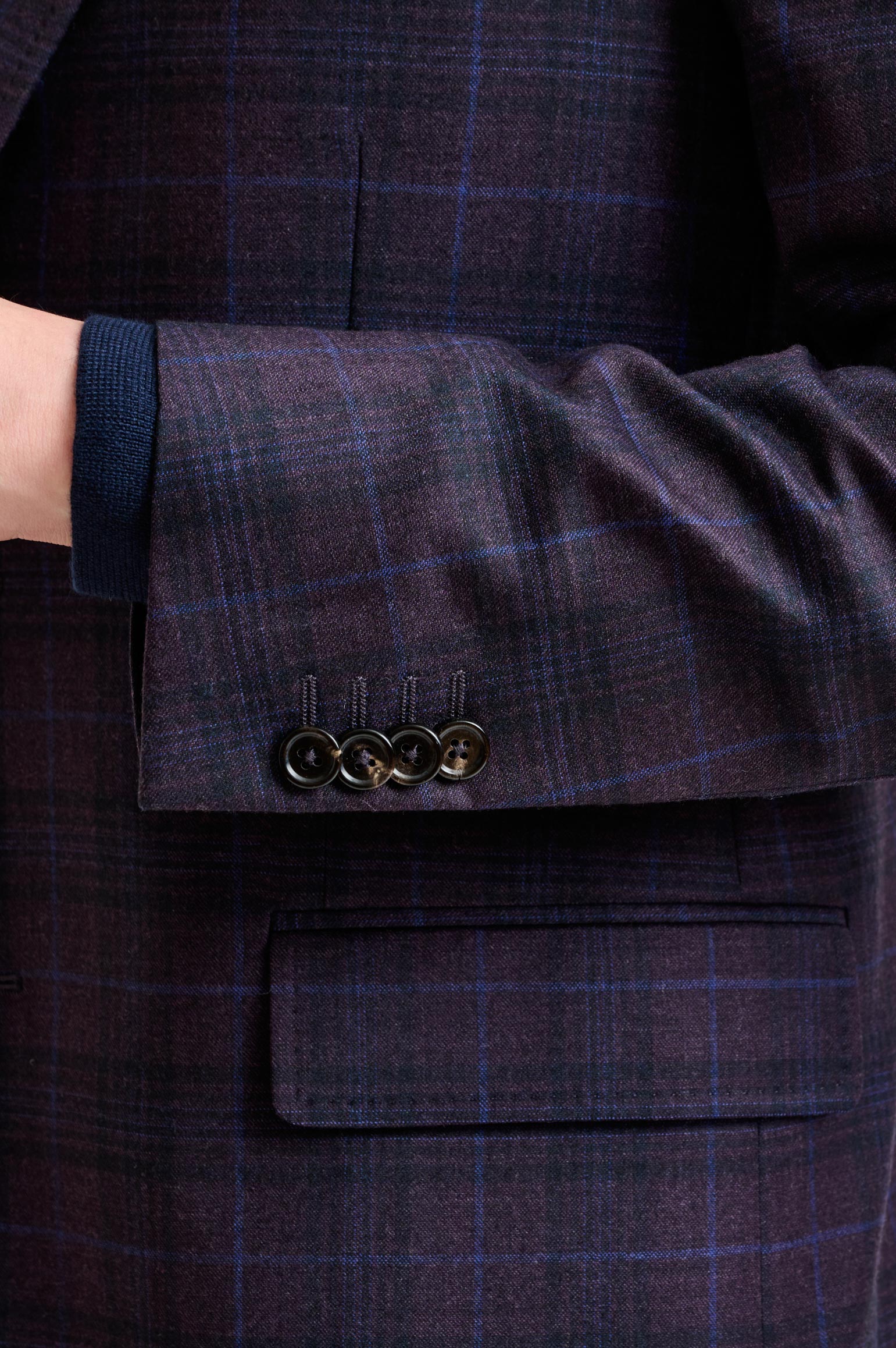 Purple Check Super 130's Wool Soho Jacket Hybrid — detail 1