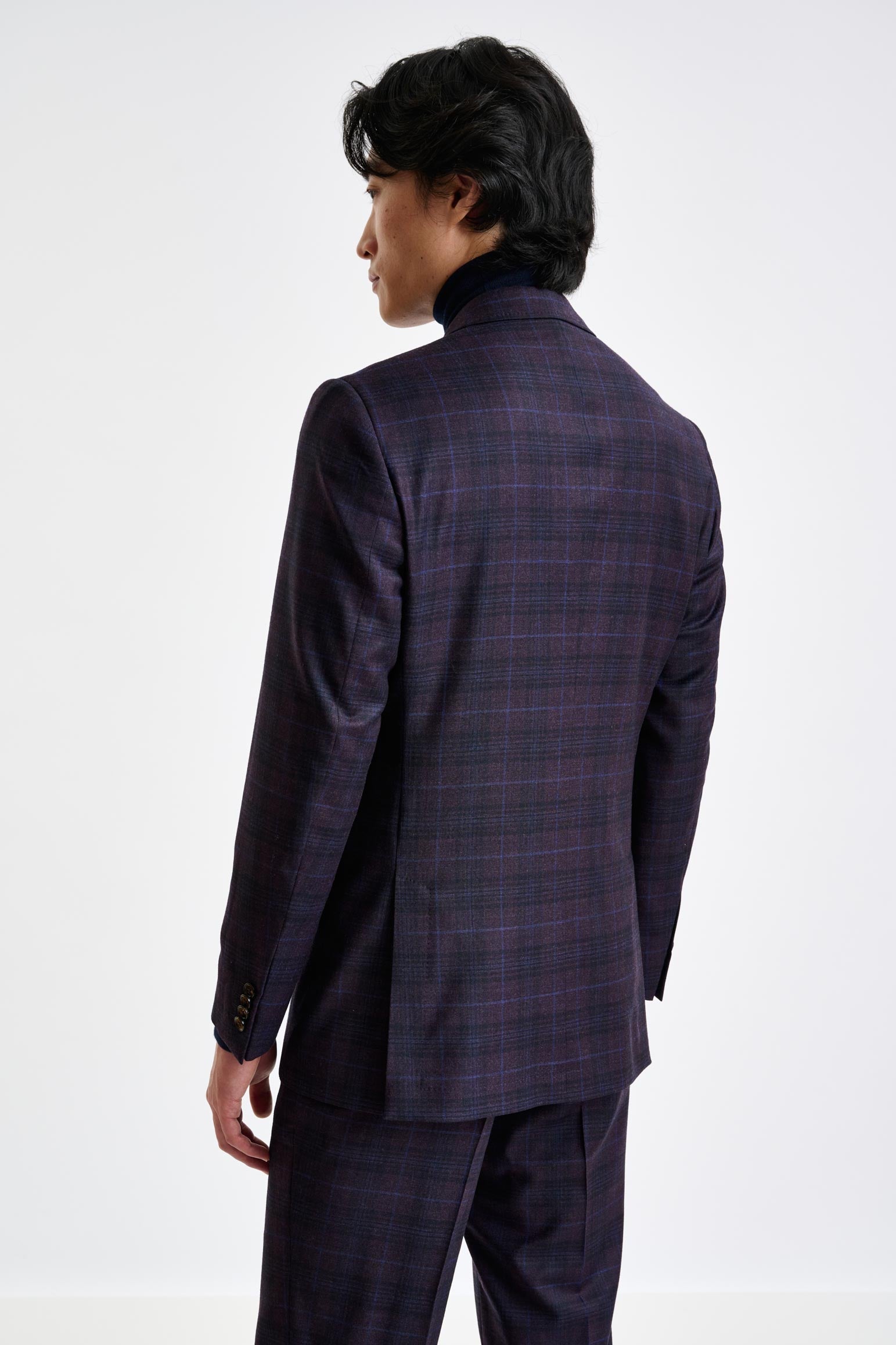 Purple Check Super 130's Wool Soho Jacket Hybrid — detail 6