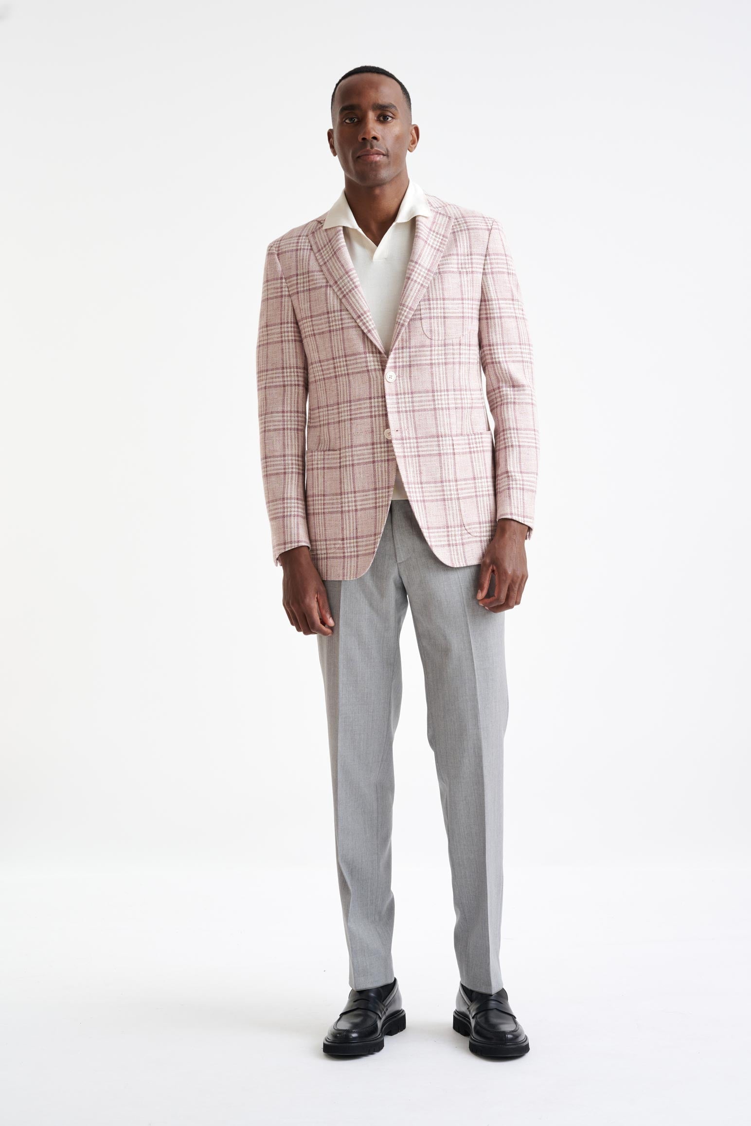 Pink Check Cotton & Linen Kenton Jacket Amalfi Trend — detail 5