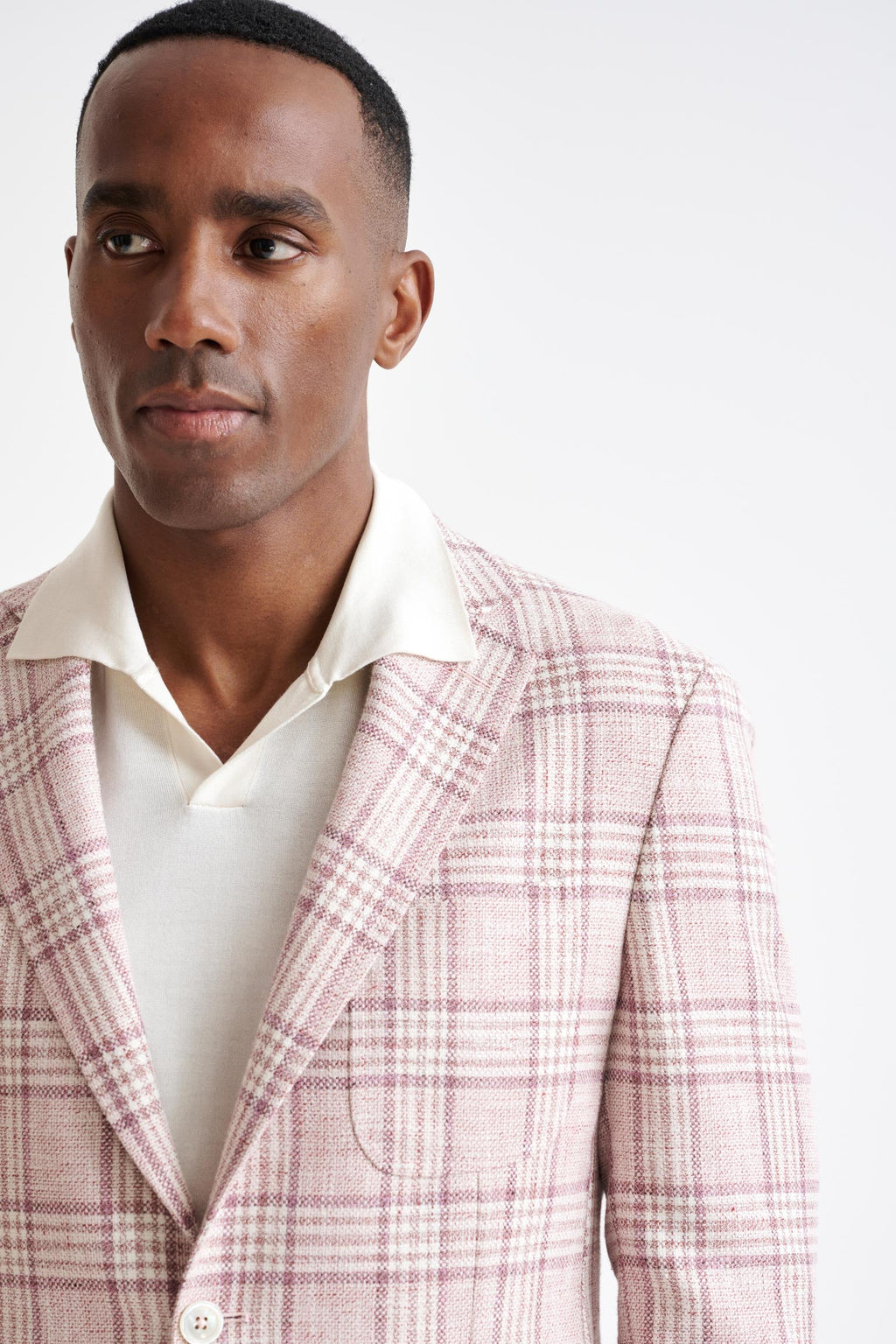 Pink Check Cotton & Linen Kenton Jacket Amalfi Trend — detail 6