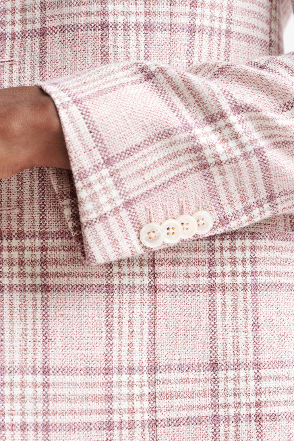 Pink Check Cotton & Linen Kenton Jacket Amalfi Trend — detail 1