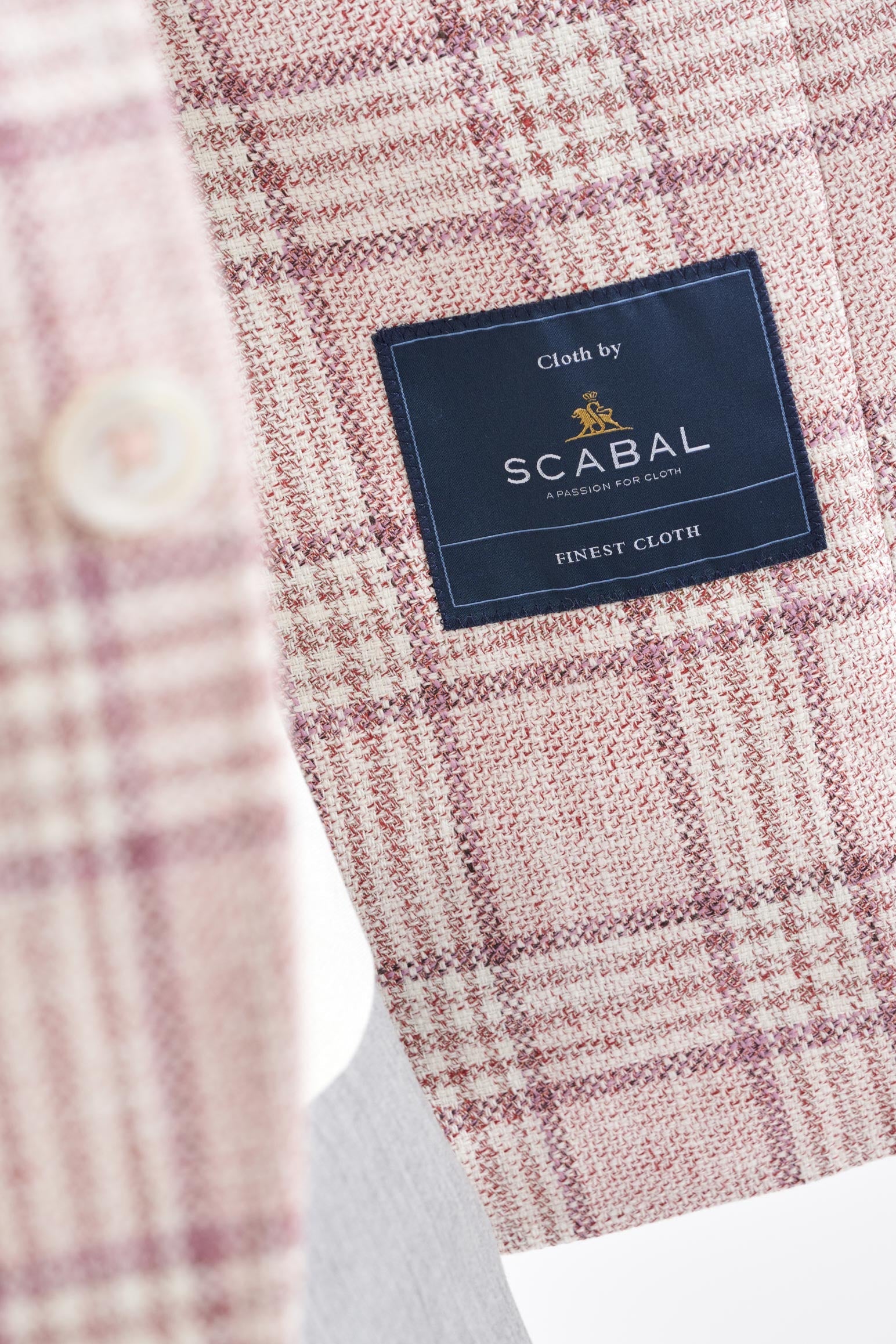 Pink Check Cotton & Linen Kenton Jacket Amalfi Trend — detail 3