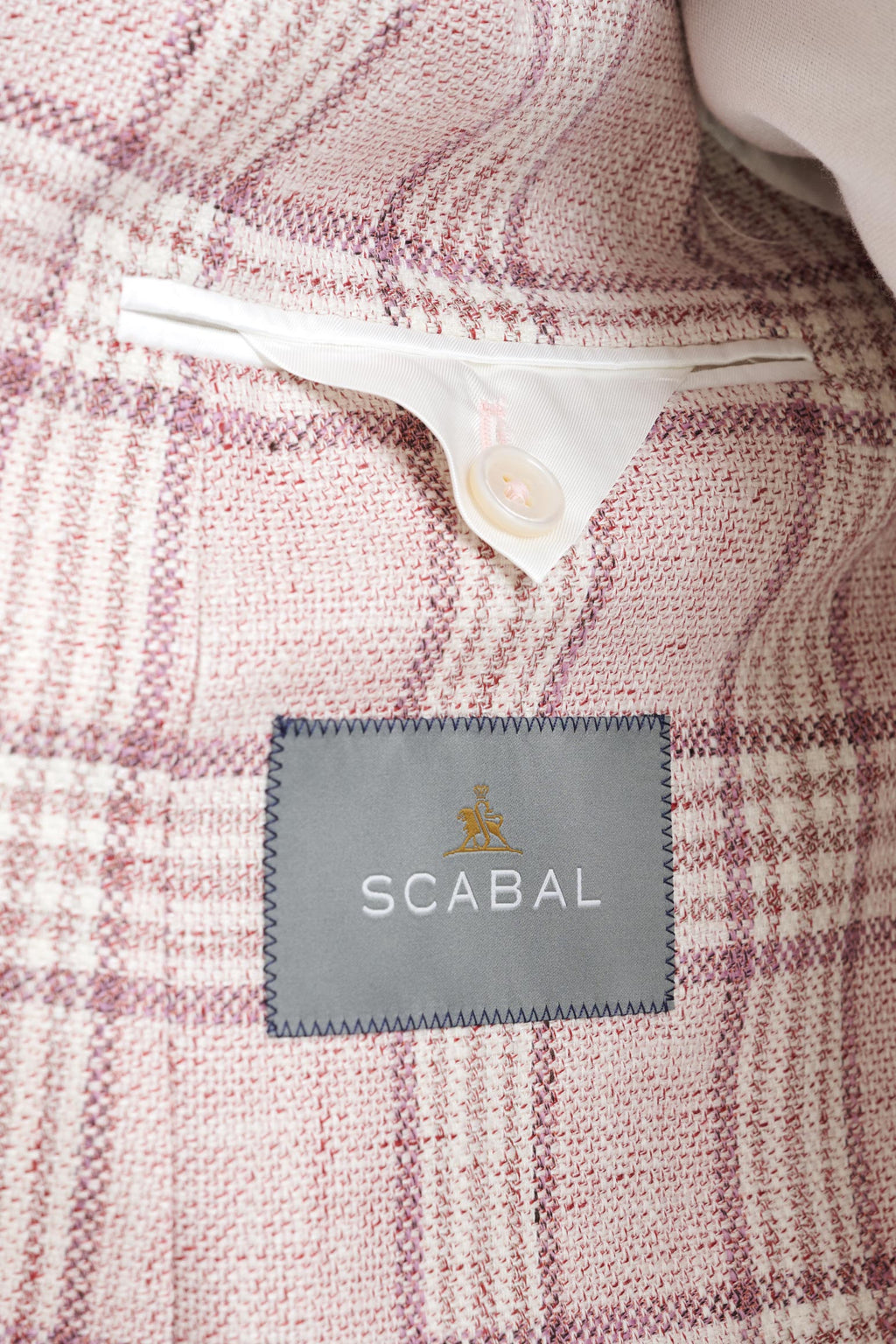 Pink Check Cotton & Linen Kenton Jacket Amalfi Trend — detail 4