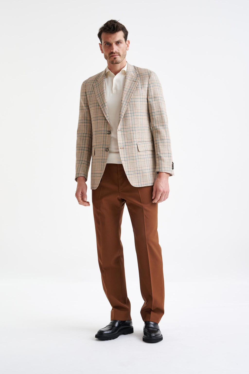 Cream Check Cotton & Silk Kensington Jacket Amalfi Trend — detail 5