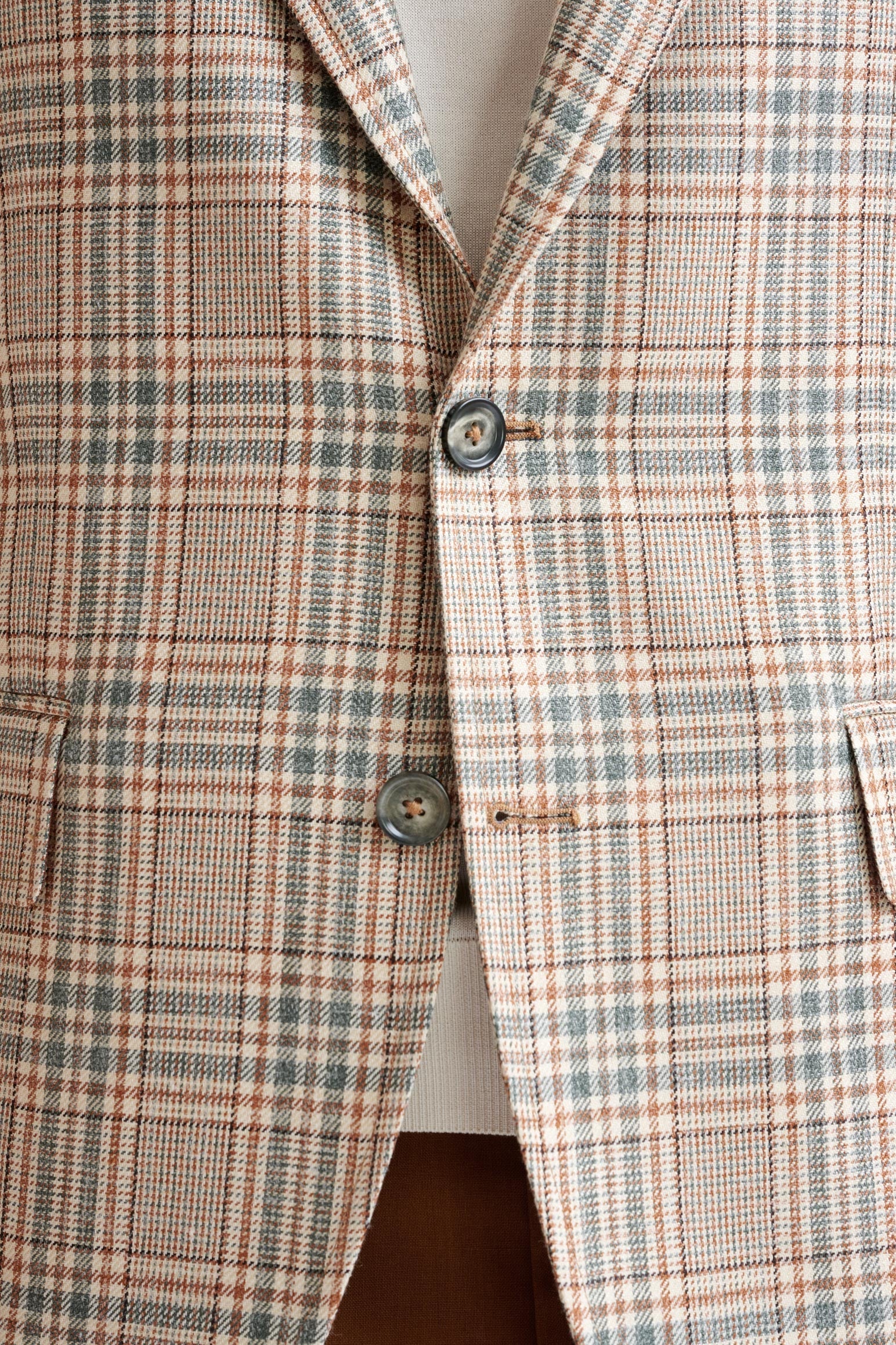 Cream Check Cotton & Silk Kensington Jacket Amalfi Trend — detail 2