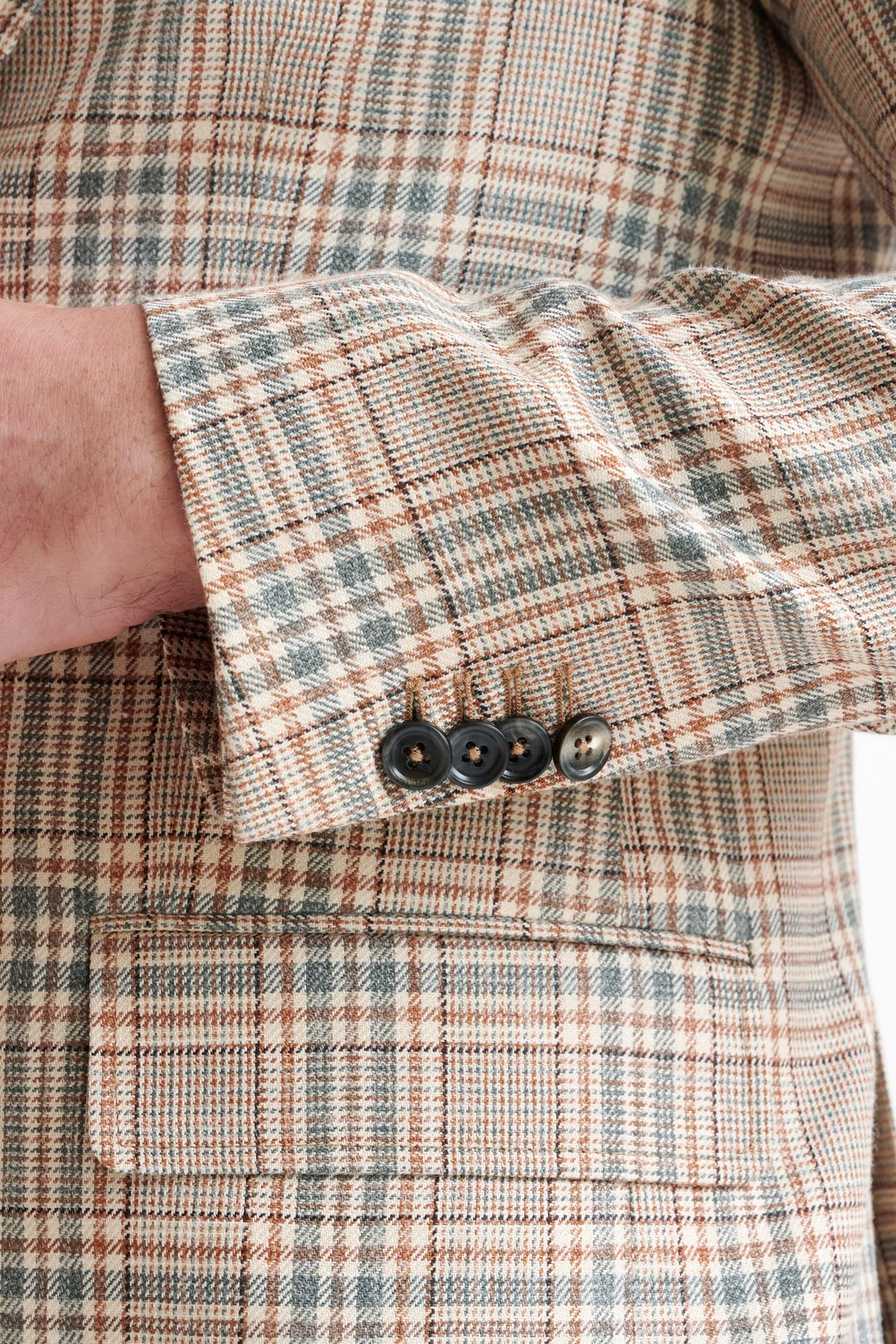 Cream Check Cotton & Silk Kensington Jacket Amalfi Trend — detail 1