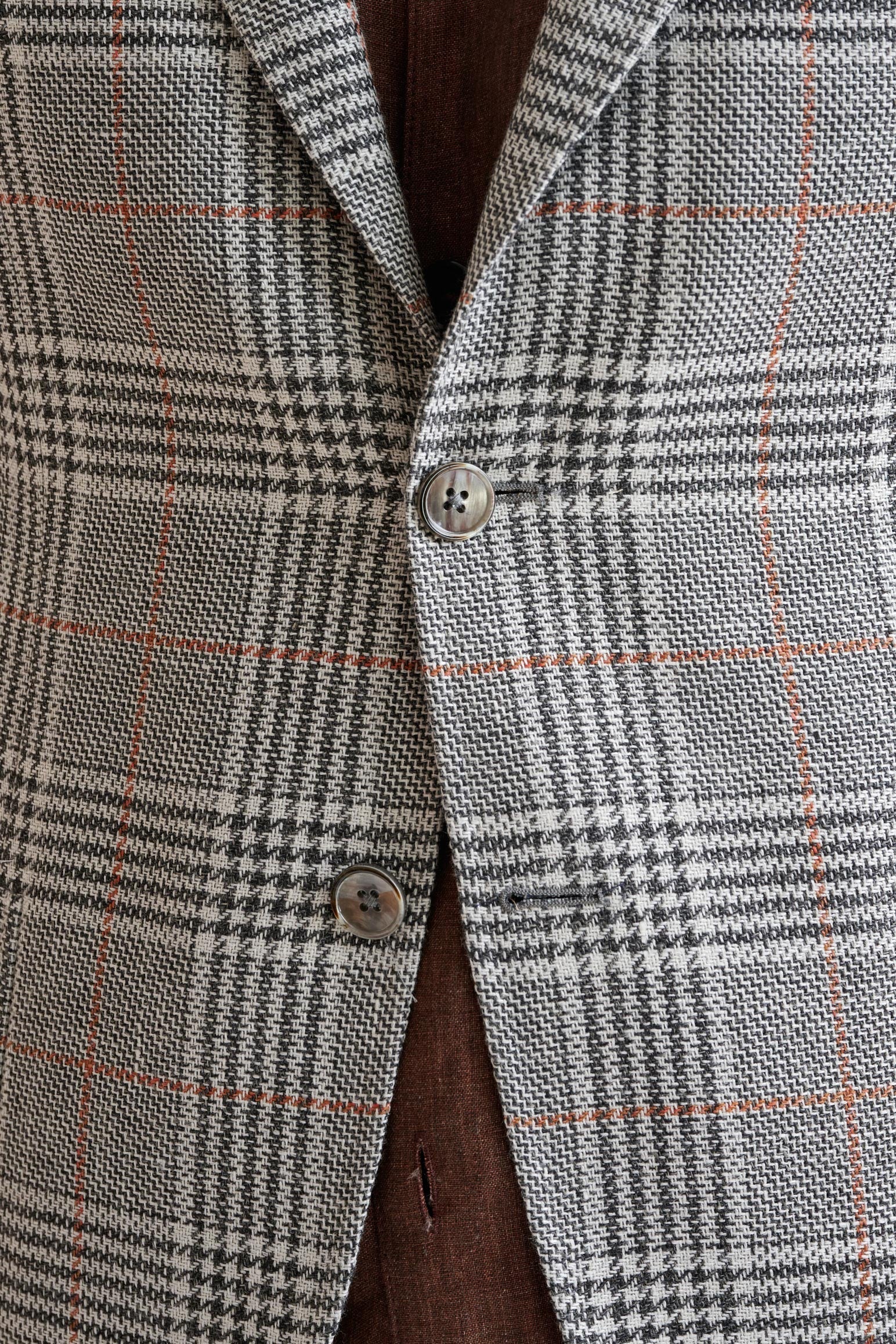 Light Grey Check Wool & Linen Kenton Jacket Amalfi Trend — detail 2
