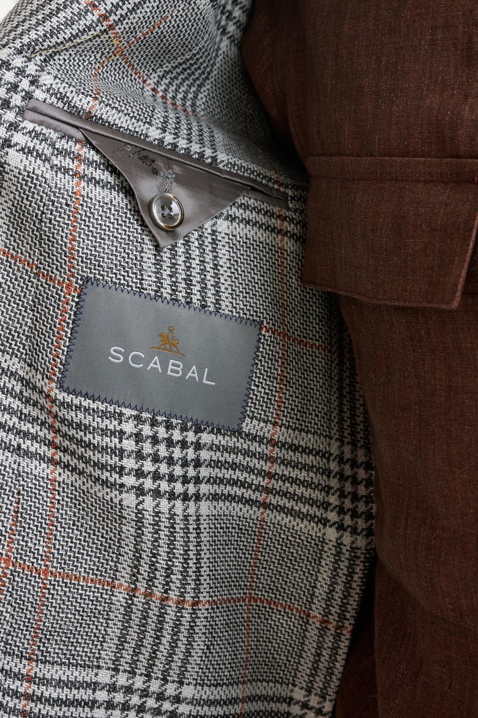 Light Grey Check Wool & Linen Kenton Jacket Amalfi Trend — detail 4
