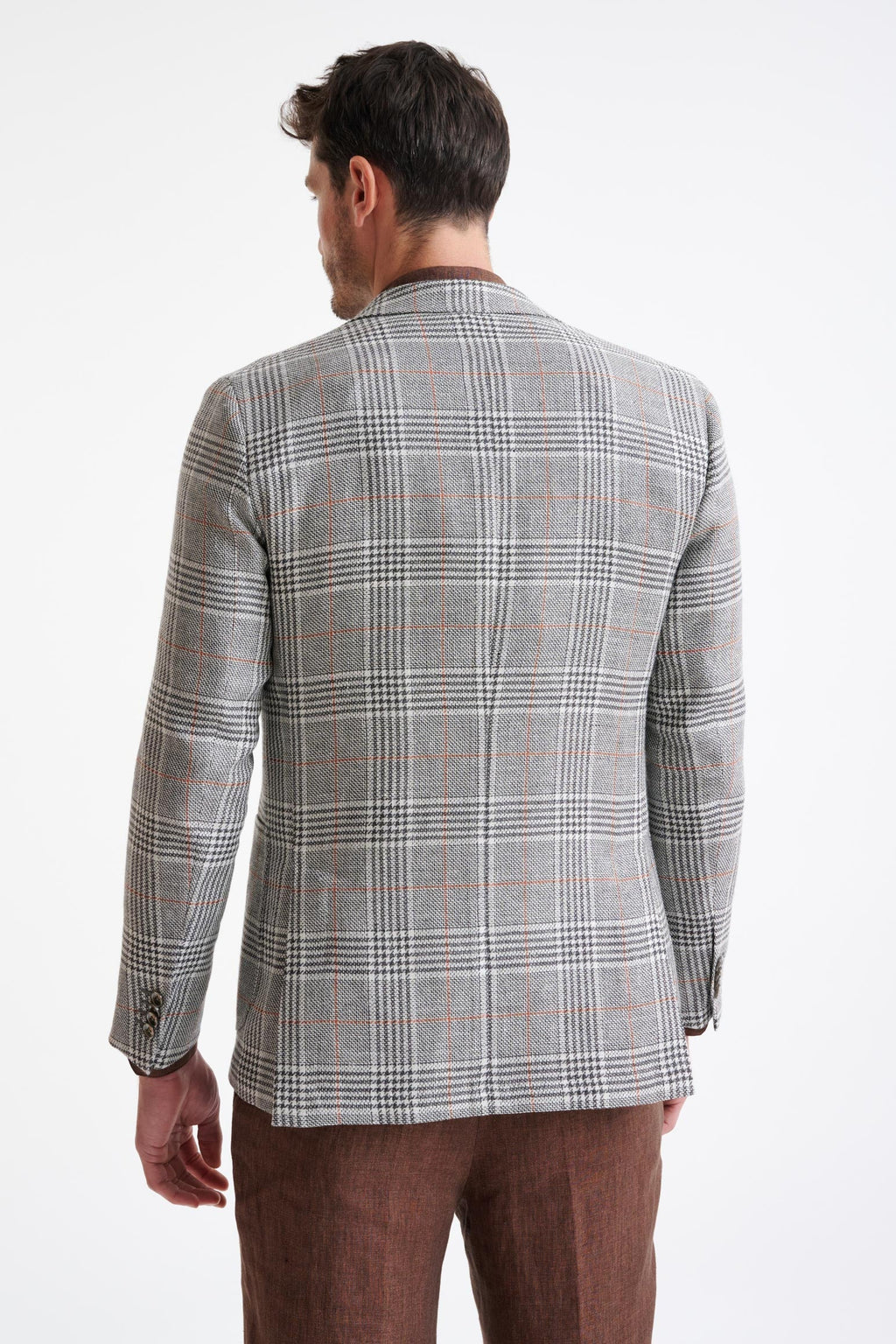 Light Grey Check Wool & Linen Kenton Jacket Amalfi Trend — detail 6