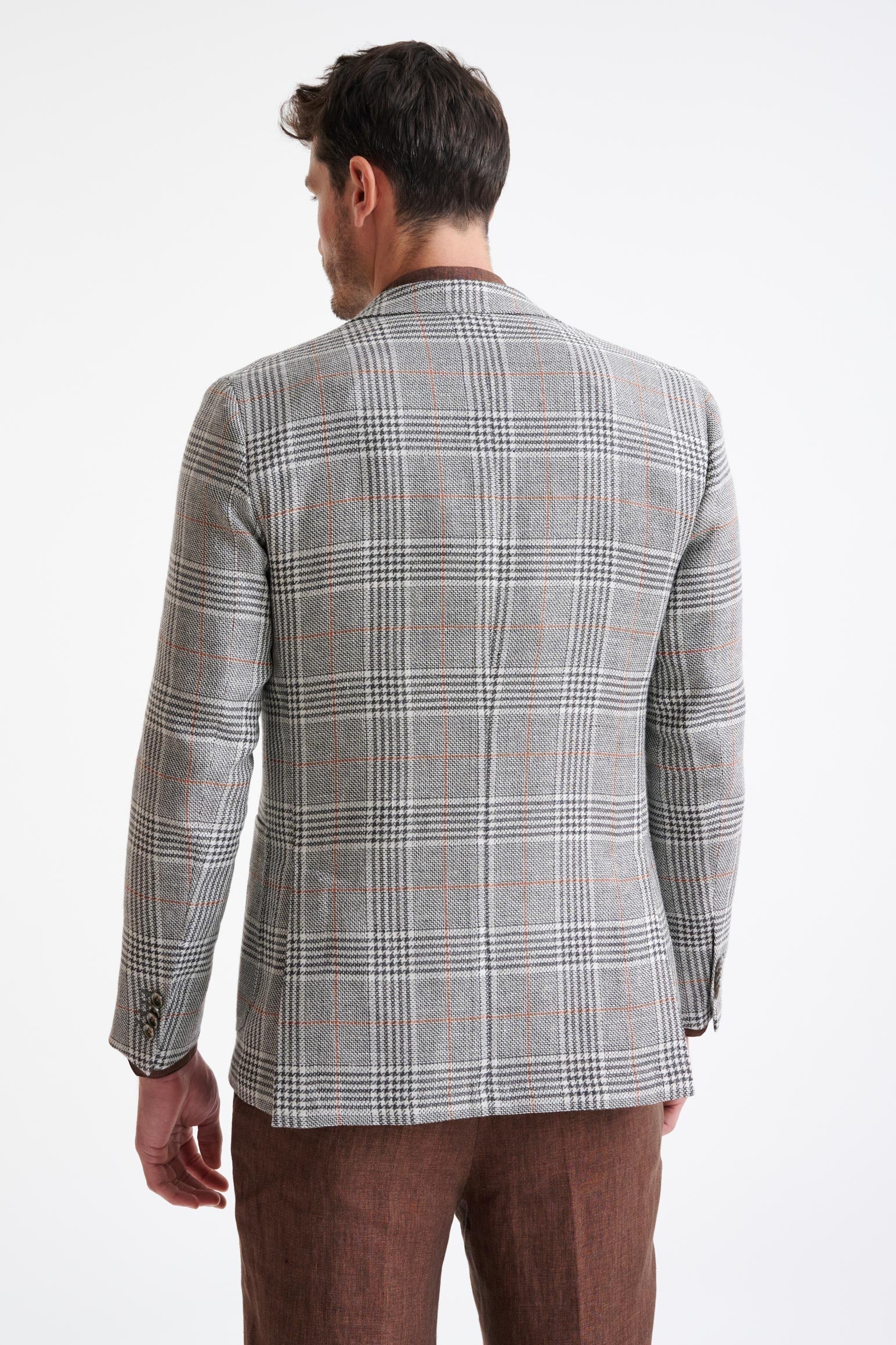 Light Grey Check Wool & Linen Kenton Jacket Amalfi Trend — detail 6