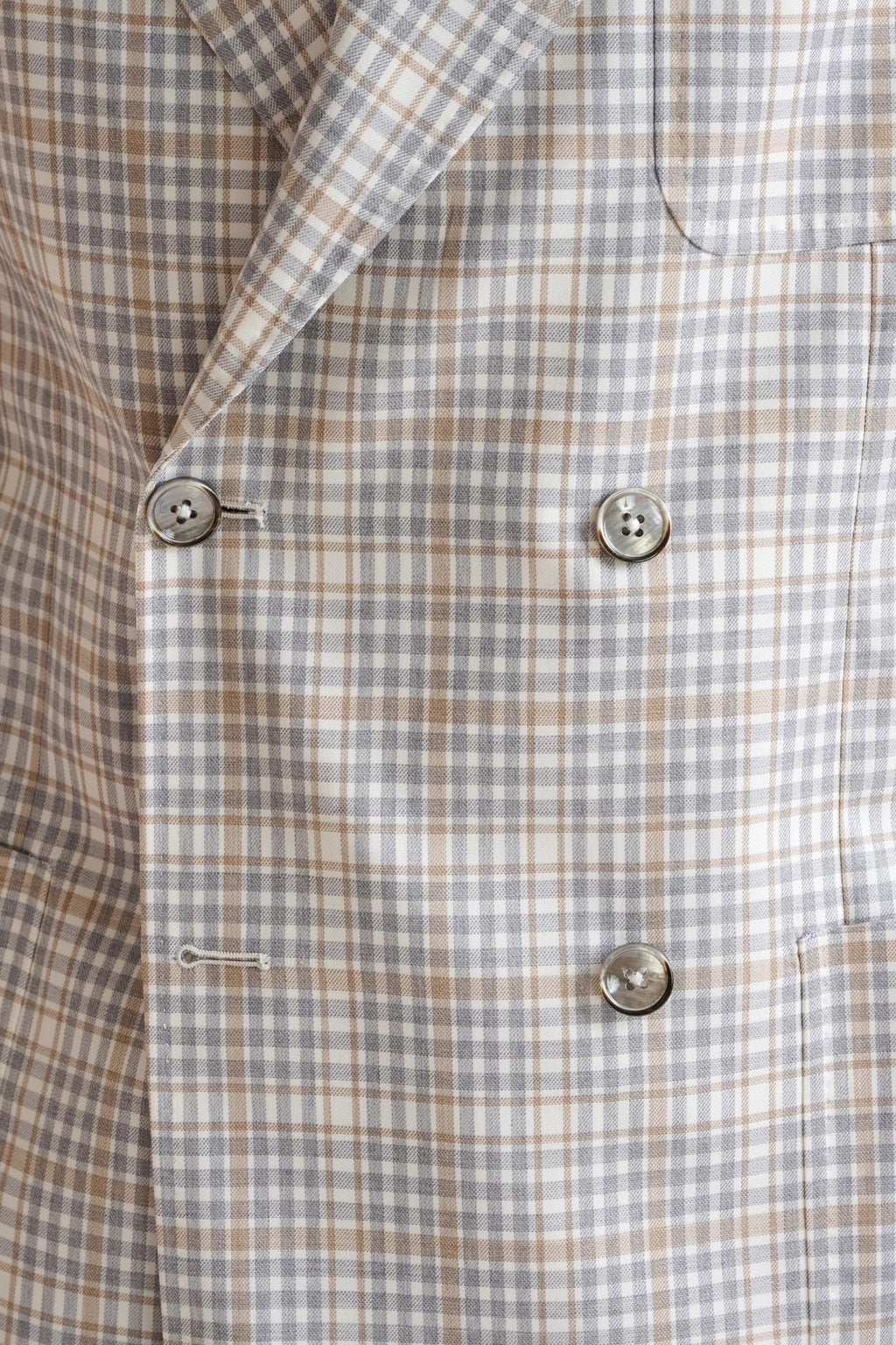 Beige Check Super 130's Wool Kenton Jacket Mosaic — detail 2