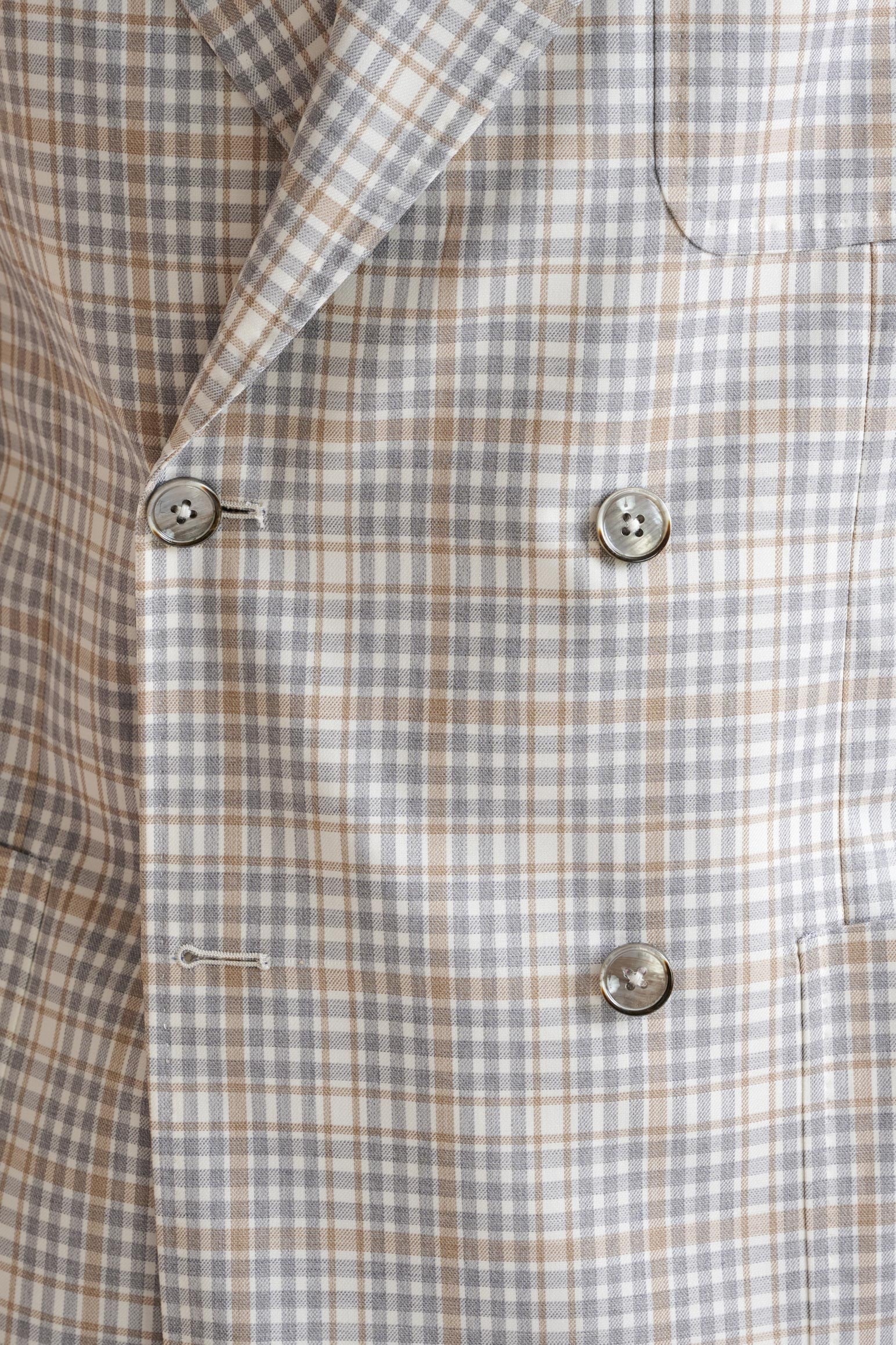 Beige Check Super 130's Wool Kenton Jacket Mosaic — detail 2