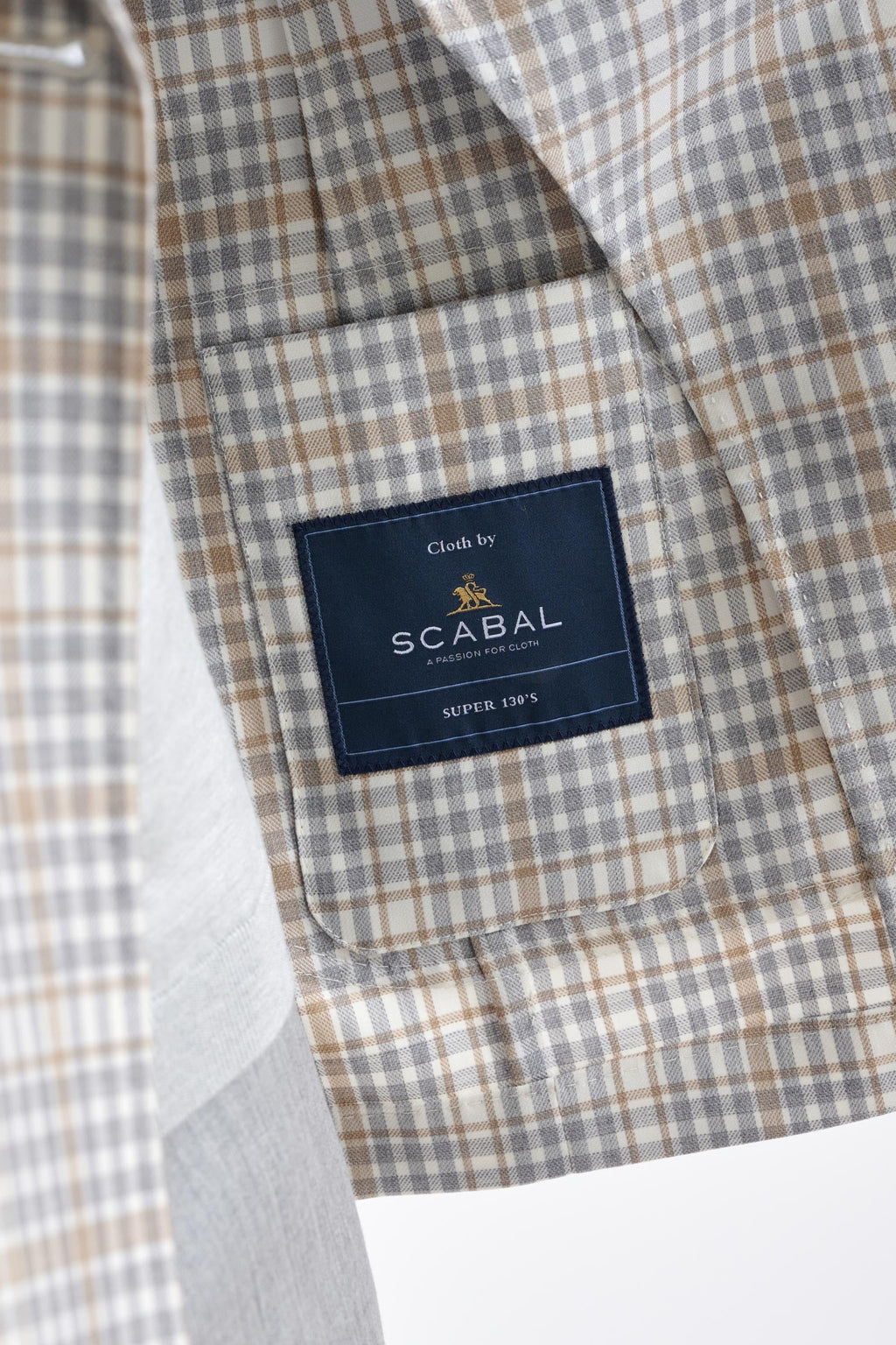 Beige Check Super 130's Wool Kenton Jacket Mosaic — detail 3
