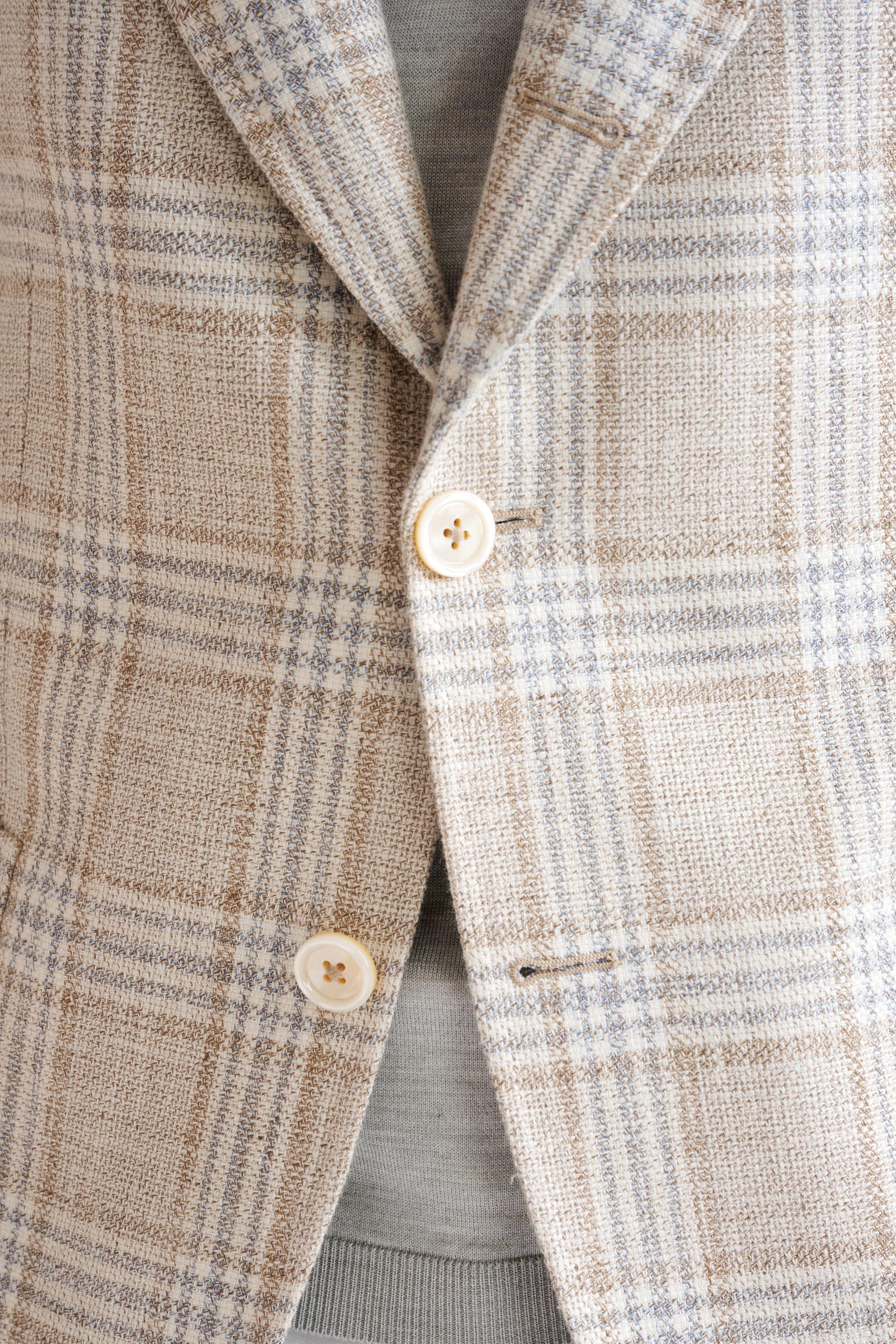 Beige Grey Cream Cotton & Linen Soho Jacket Amalfi Trend — detail 2