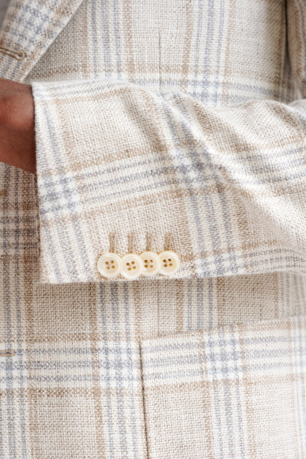 Beige Grey Cream Cotton & Linen Soho Jacket Amalfi Trend — detail 1