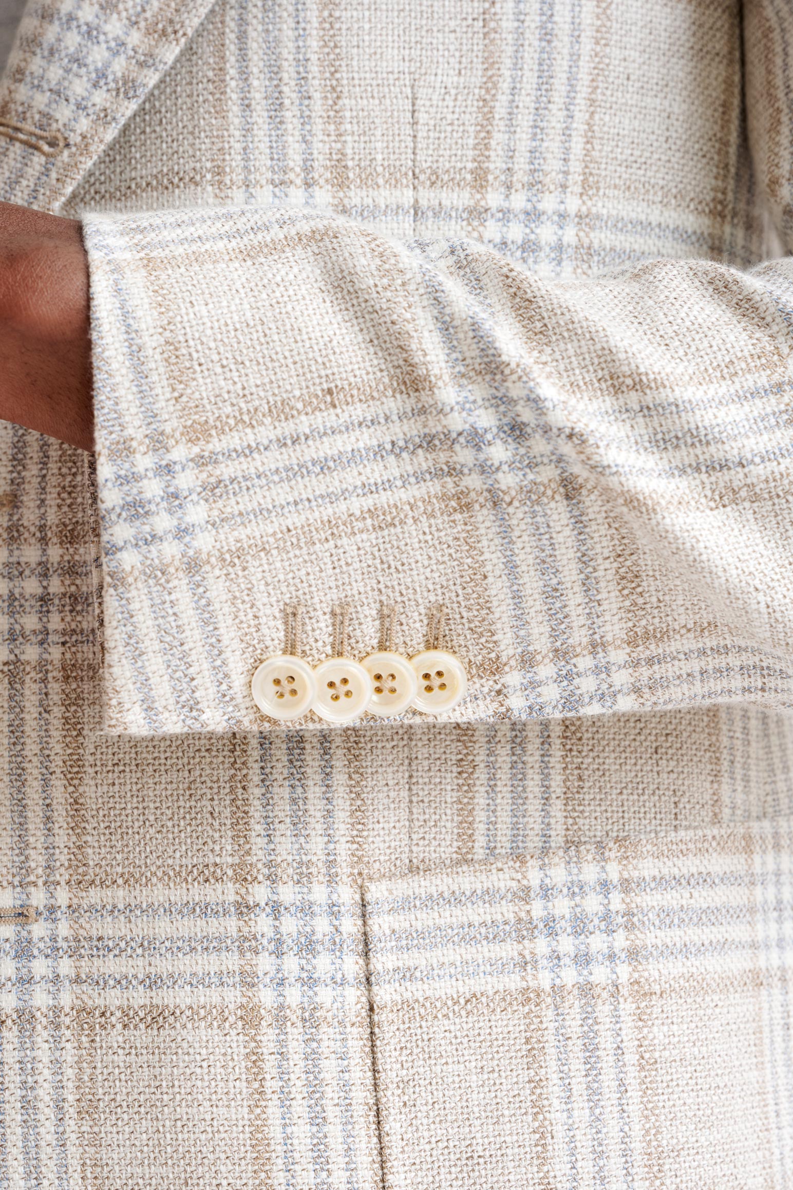 Beige Grey Cream Cotton & Linen Soho Jacket Amalfi Trend — detail 1
