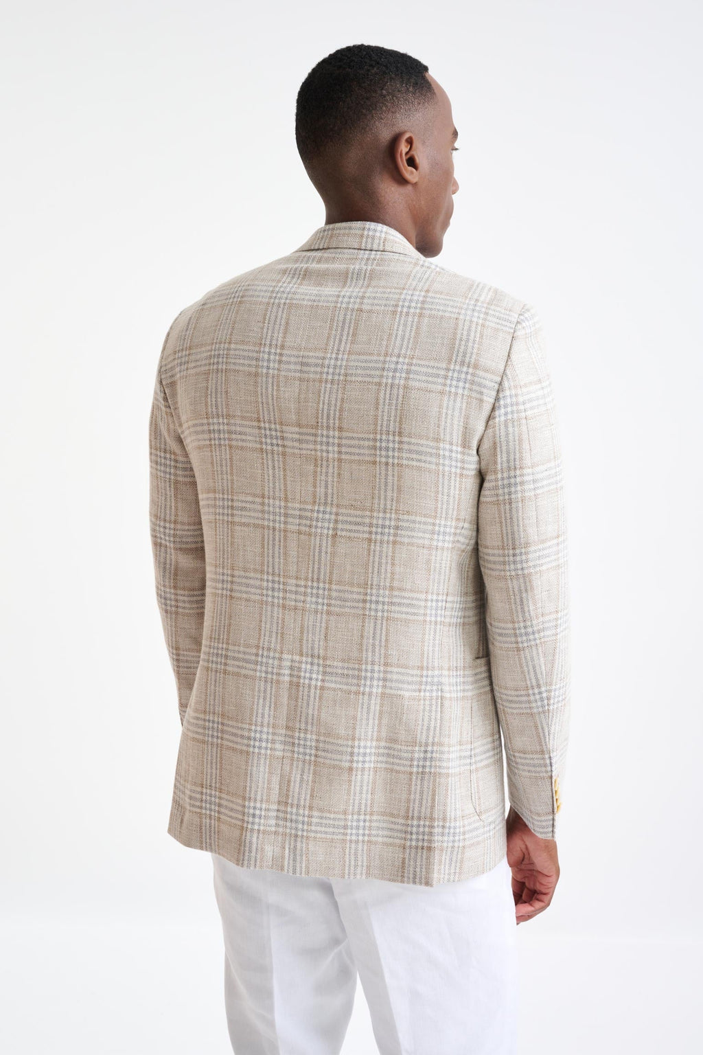 Beige Grey Cream Cotton & Linen Soho Jacket Amalfi Trend — detail 7