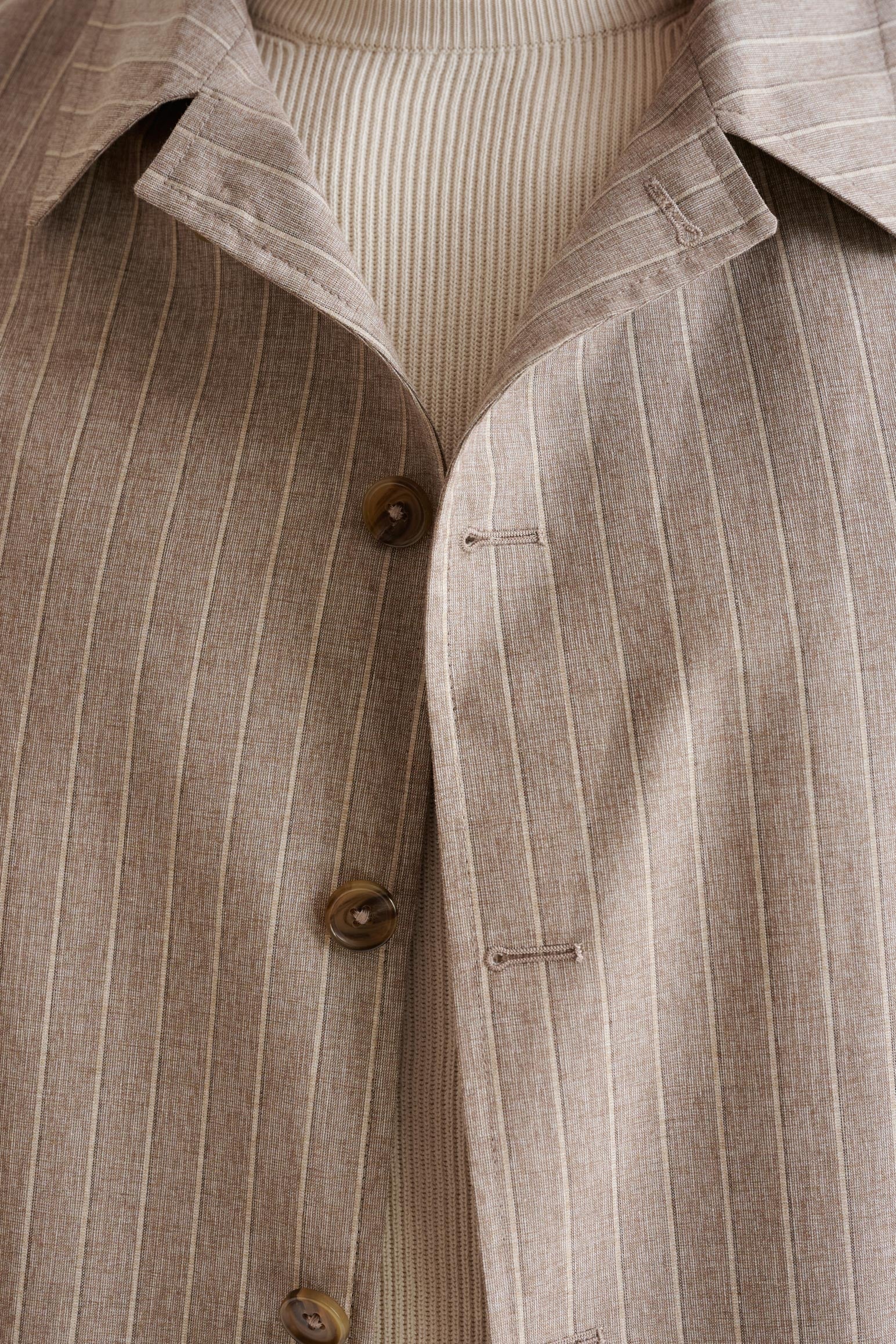Sand Wool & Cotton Chelsea Shirt Jacket Lifestyle — detail 2