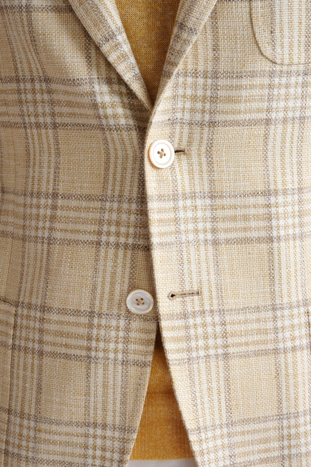 Yellow Check Cotton & Linen Kenton Jacket Amalfi Trend — detail 2