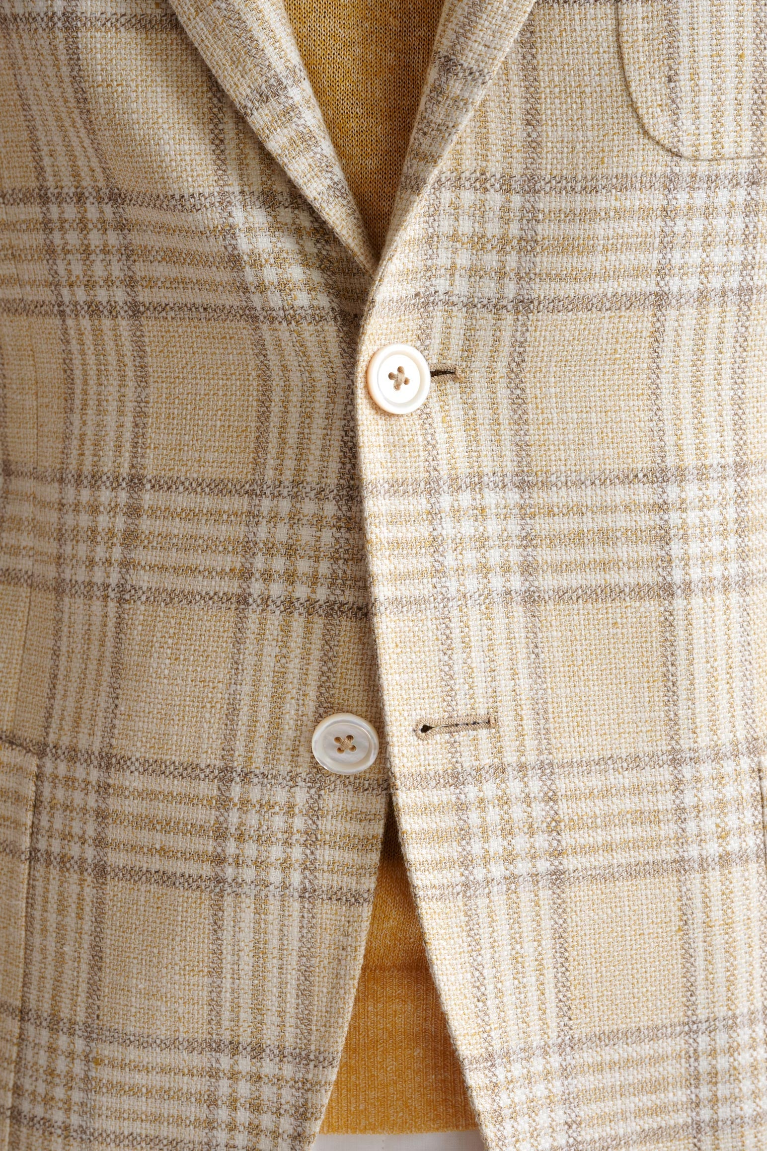 Yellow Check Cotton & Linen Kenton Jacket Amalfi Trend — detail 2