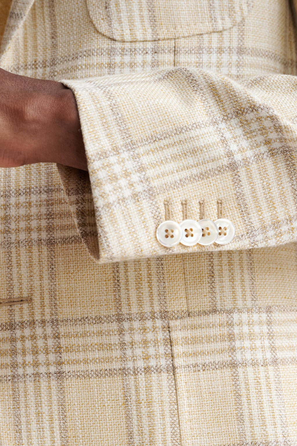 Yellow Check Cotton & Linen Kenton Jacket Amalfi Trend — detail 1