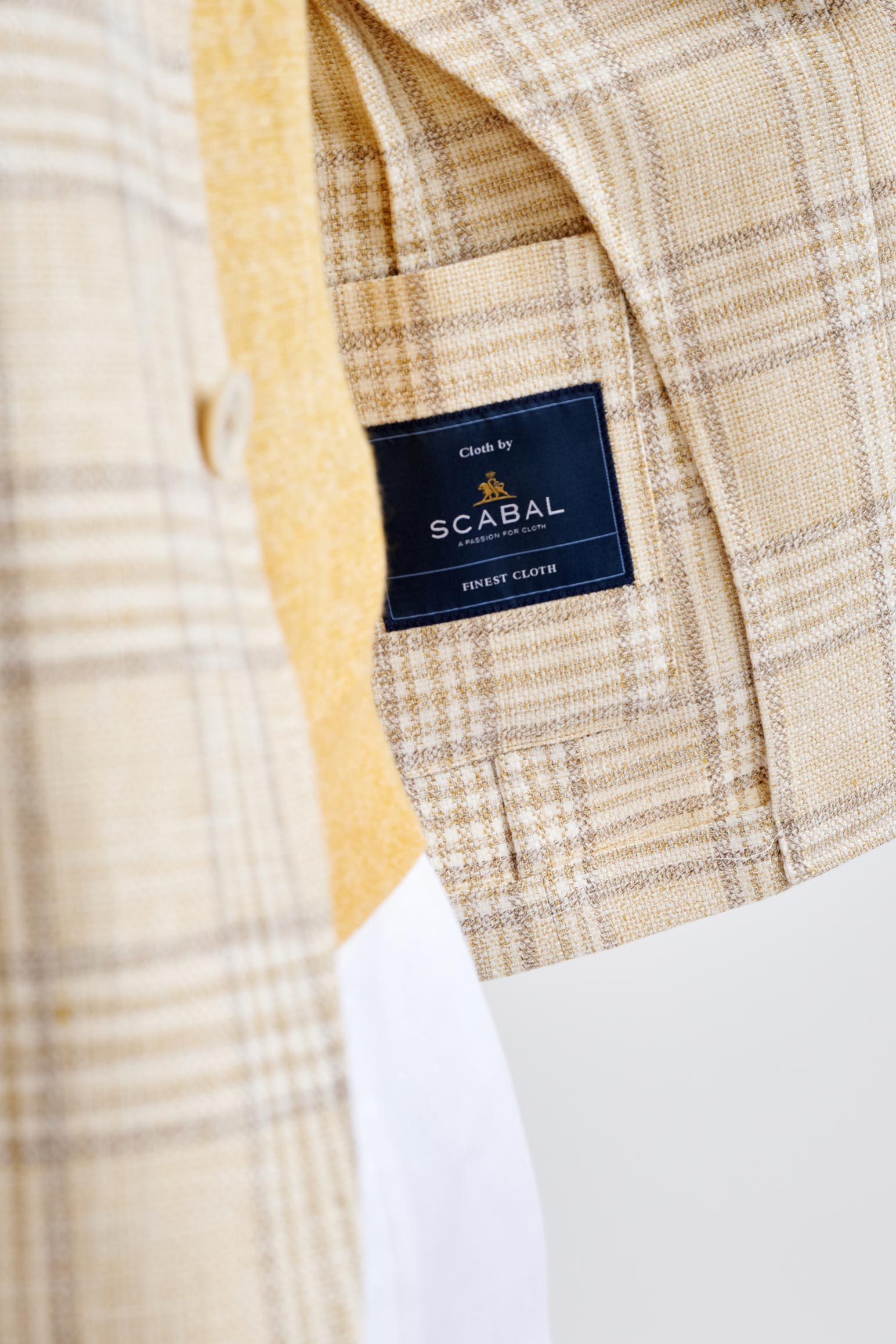Yellow Check Cotton & Linen Kenton Jacket Amalfi Trend — detail 3