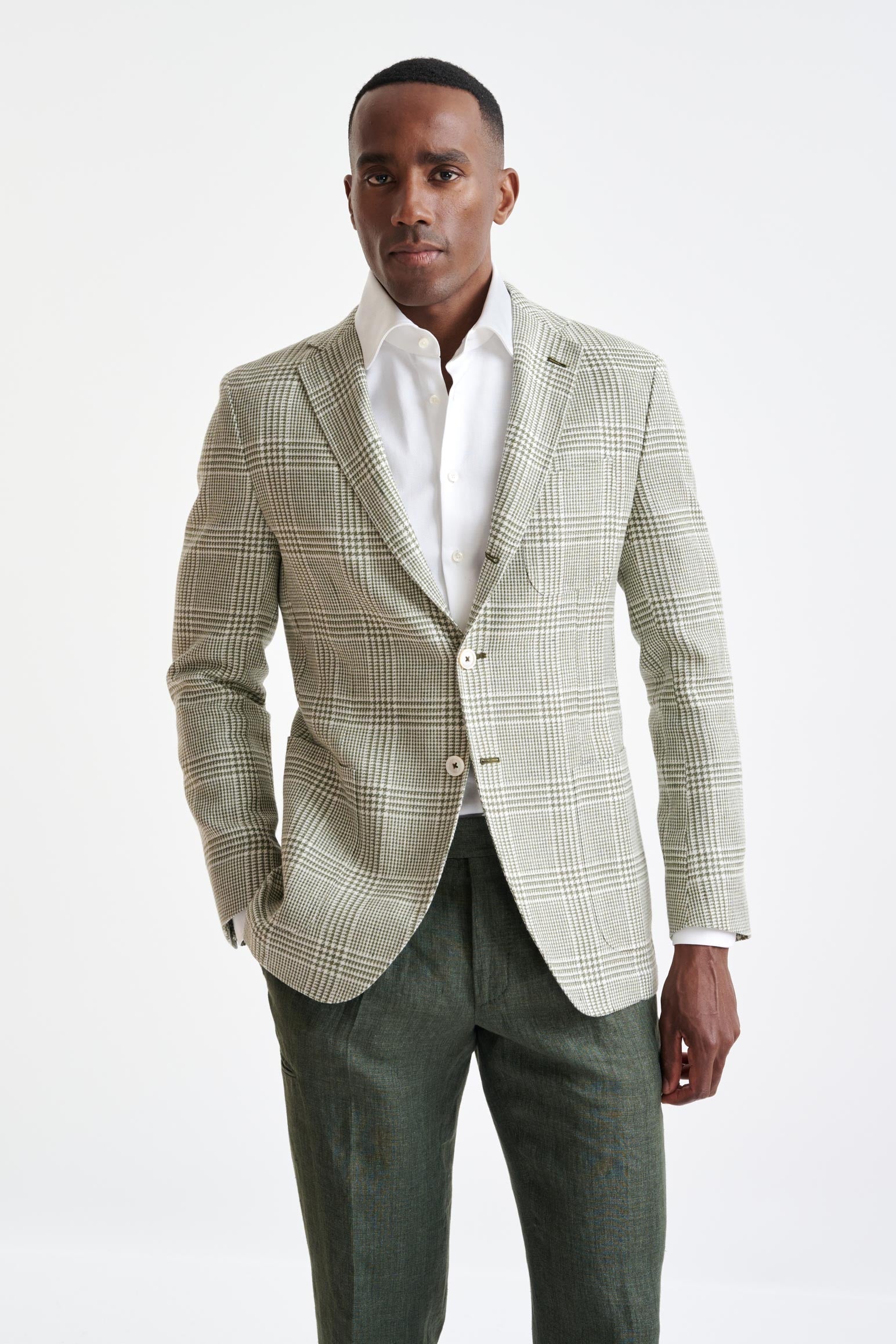 Forest Green Wool & Linen Kenton Jacket Amalfi Trend
