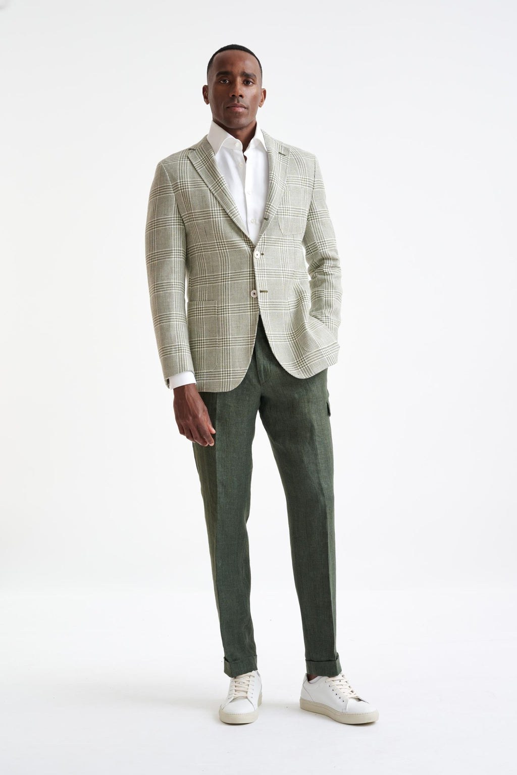 Forest Green Wool & Linen Kenton Jacket Amalfi Trend — detail 4