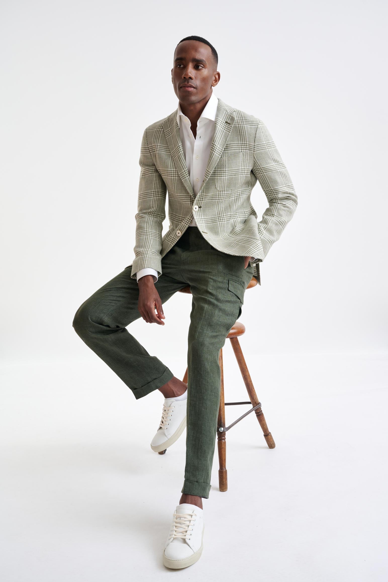 Forest Green Wool & Linen Kenton Jacket Amalfi Trend — detail 7