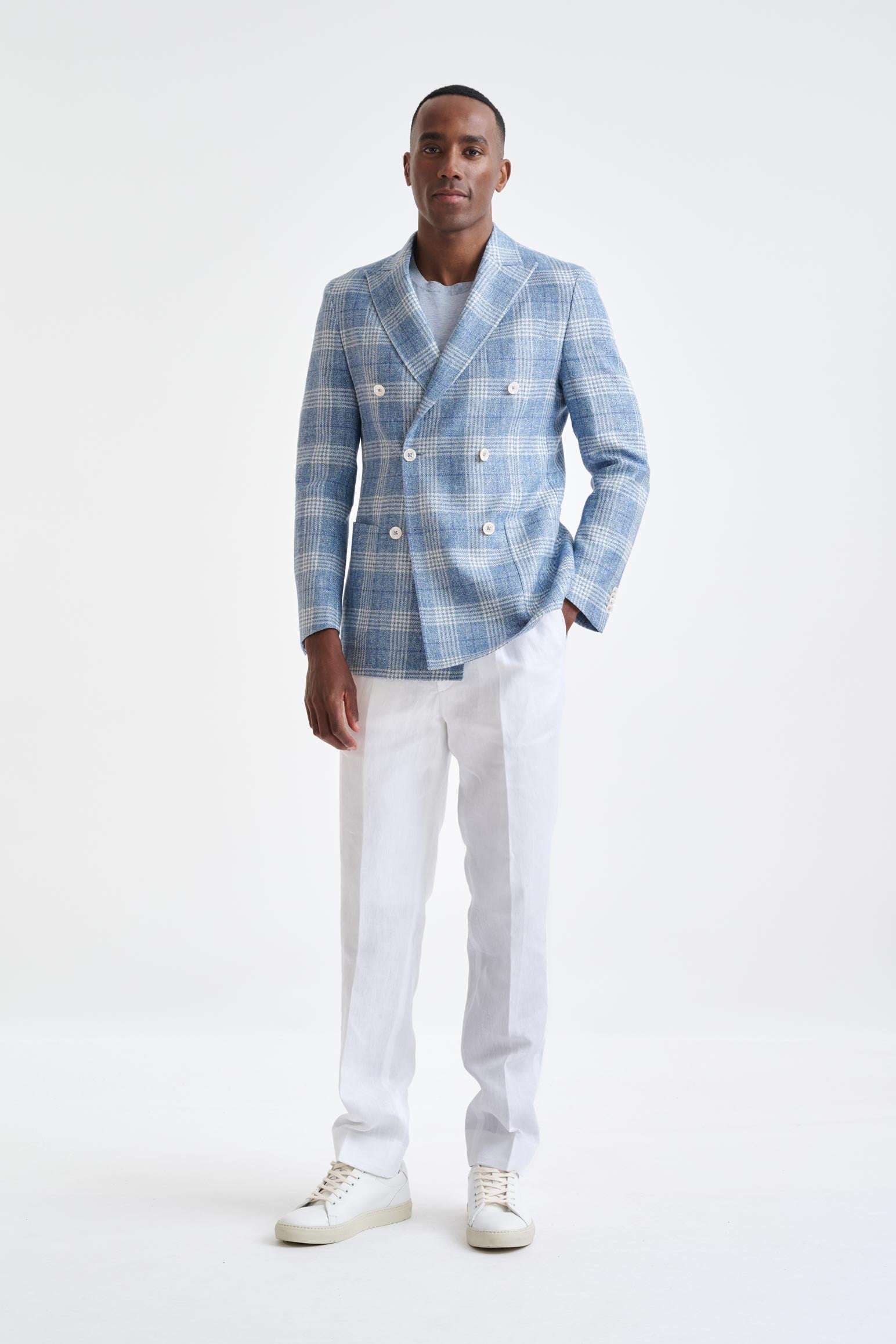 Light Blue Wool & Linen Kenton Jacket Amalfi Trend — detail 6