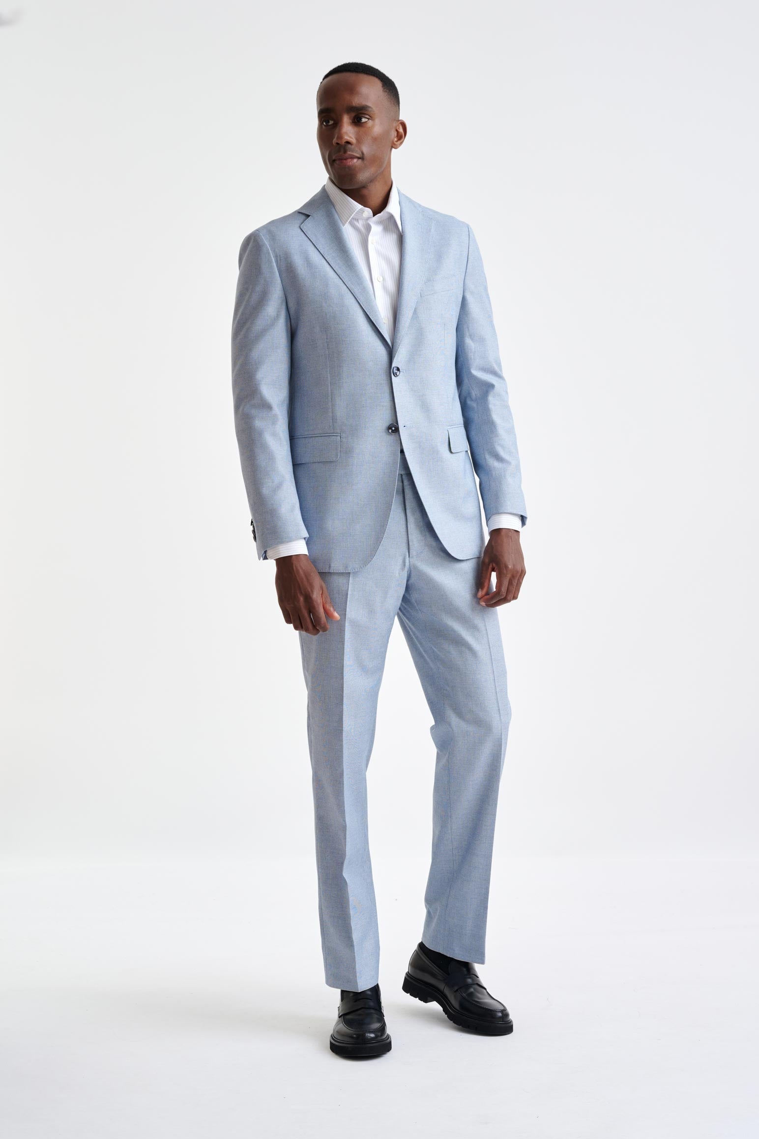 Light Blue Wool & Cotton Kenton Jacket Lifestyle — detail 5