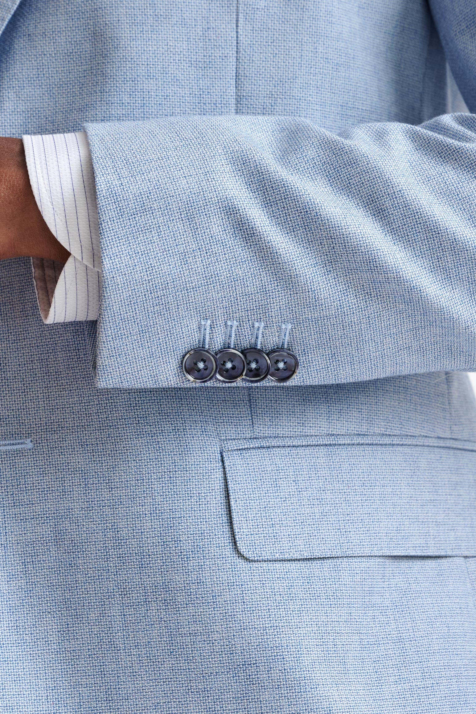Light Blue Wool & Cotton Kenton Jacket Lifestyle — detail 1