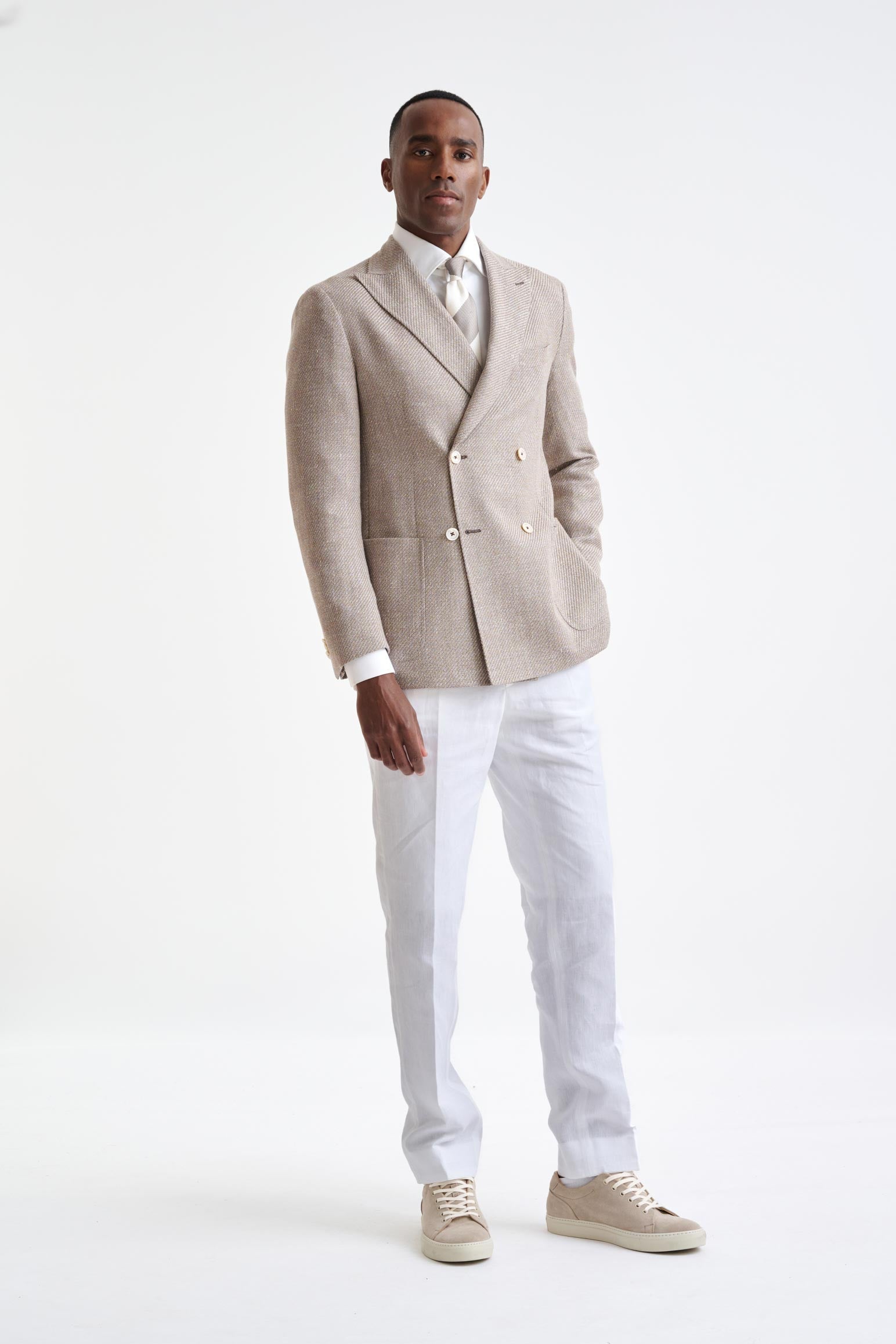 Light Brown Wool & Linen Kenton Jacket Amalfi Trend — detail 5