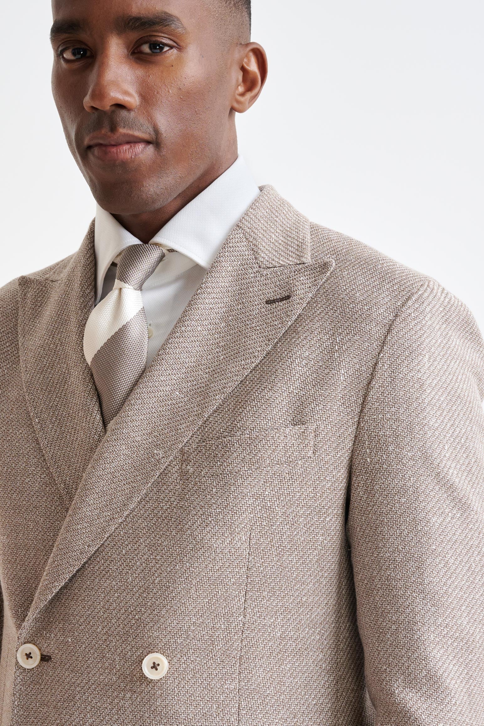 Light Brown Wool & Linen Kenton Jacket Amalfi Trend — detail 6