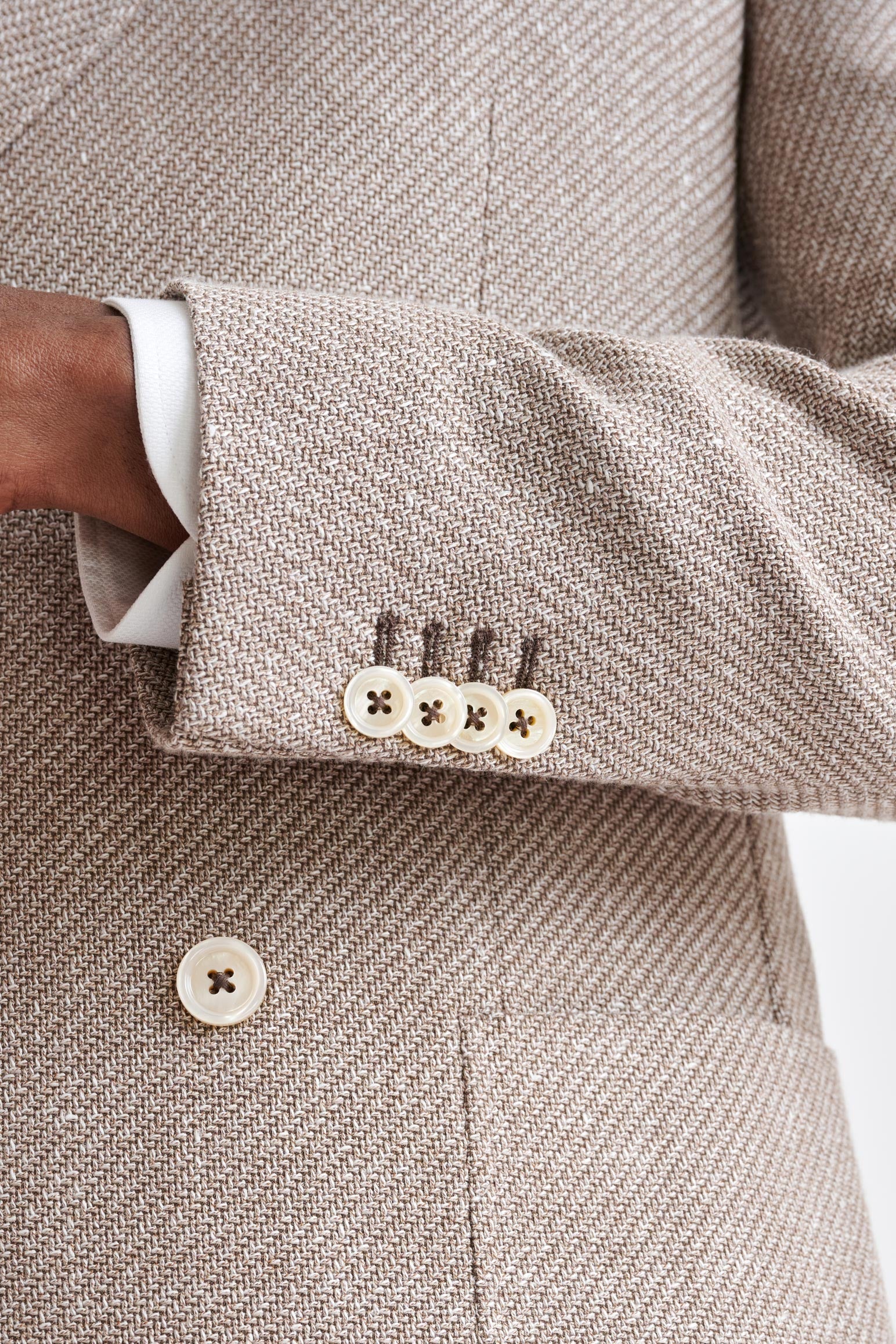 Light Brown Wool & Linen Kenton Jacket Amalfi Trend — detail 1