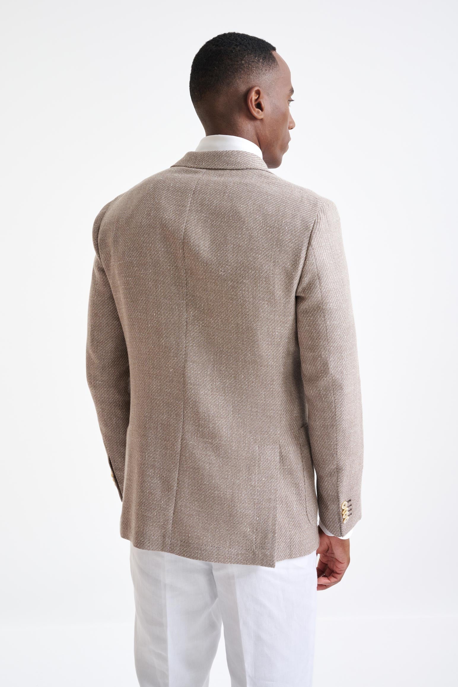 Light Brown Wool & Linen Kenton Jacket Amalfi Trend — detail 7
