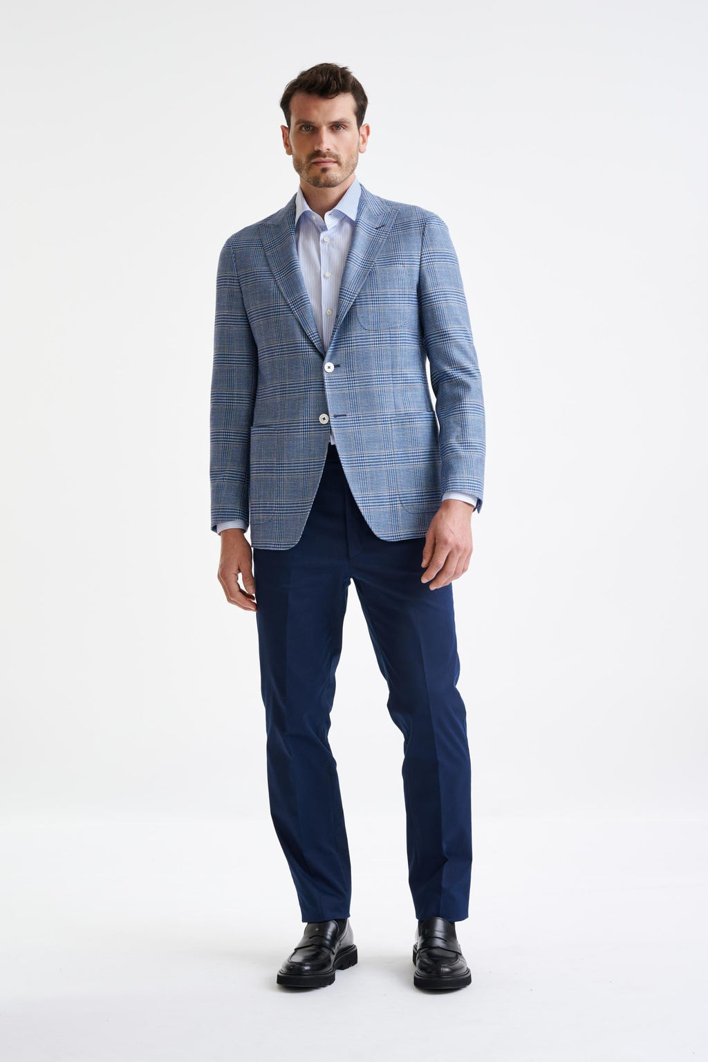 Light Blue Check Wool & Silk Kenton Jacket Amalfi Trend — detail 6