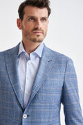 Light Blue Check Wool & Silk Kenton Jacket Amalfi Trend