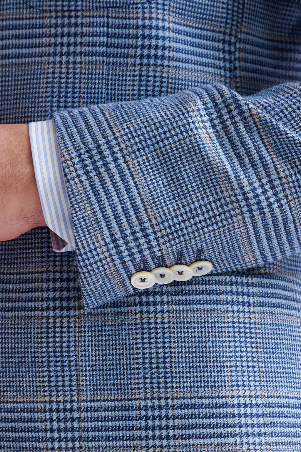 Light Blue Check Wool & Silk Kenton Jacket Amalfi Trend — detail 1