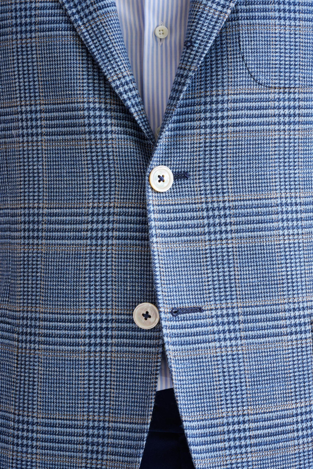Light Blue Check Wool & Silk Kenton Jacket Amalfi Trend — detail 2