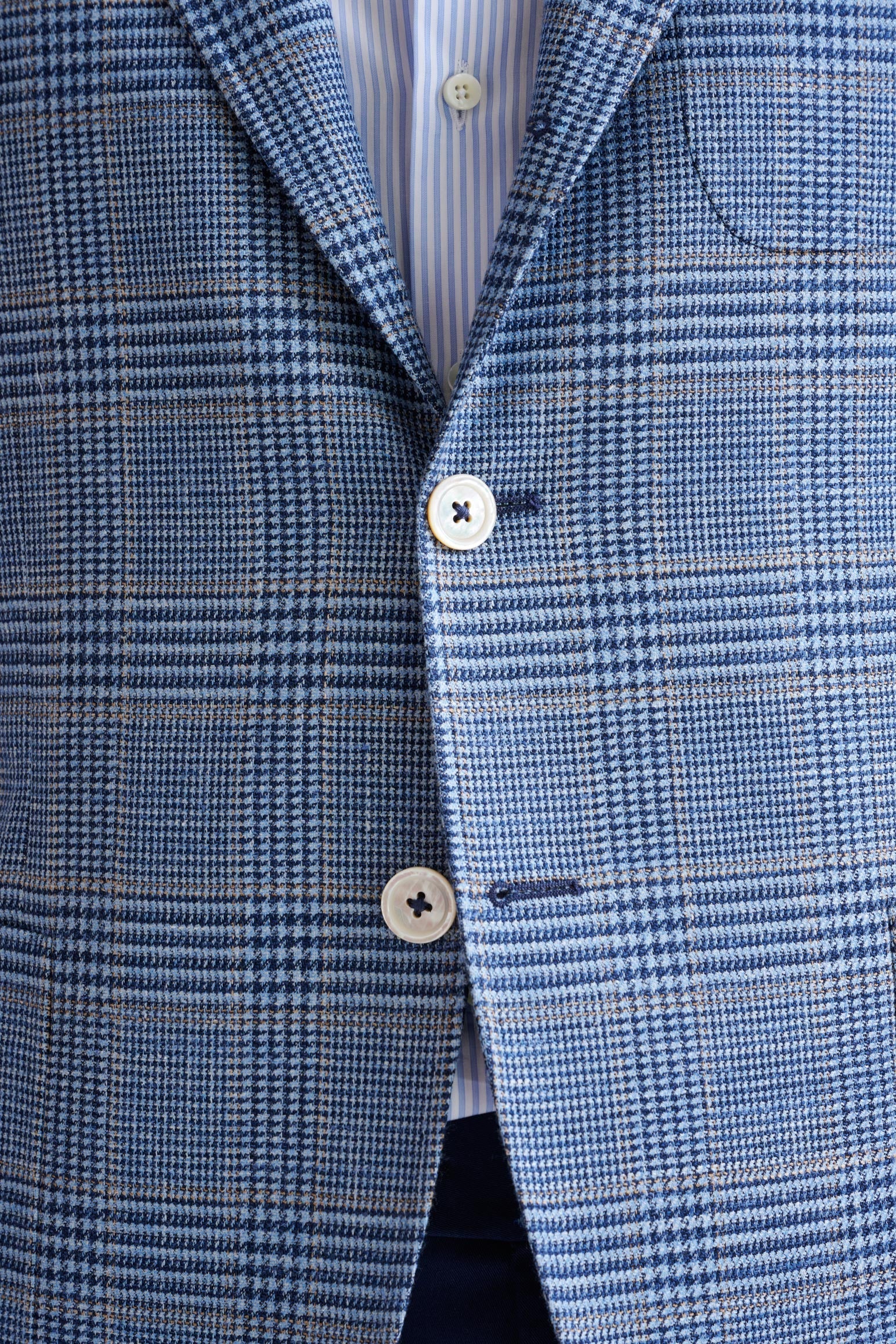 Light Blue Check Wool & Silk Kenton Jacket Amalfi Trend — detail 2