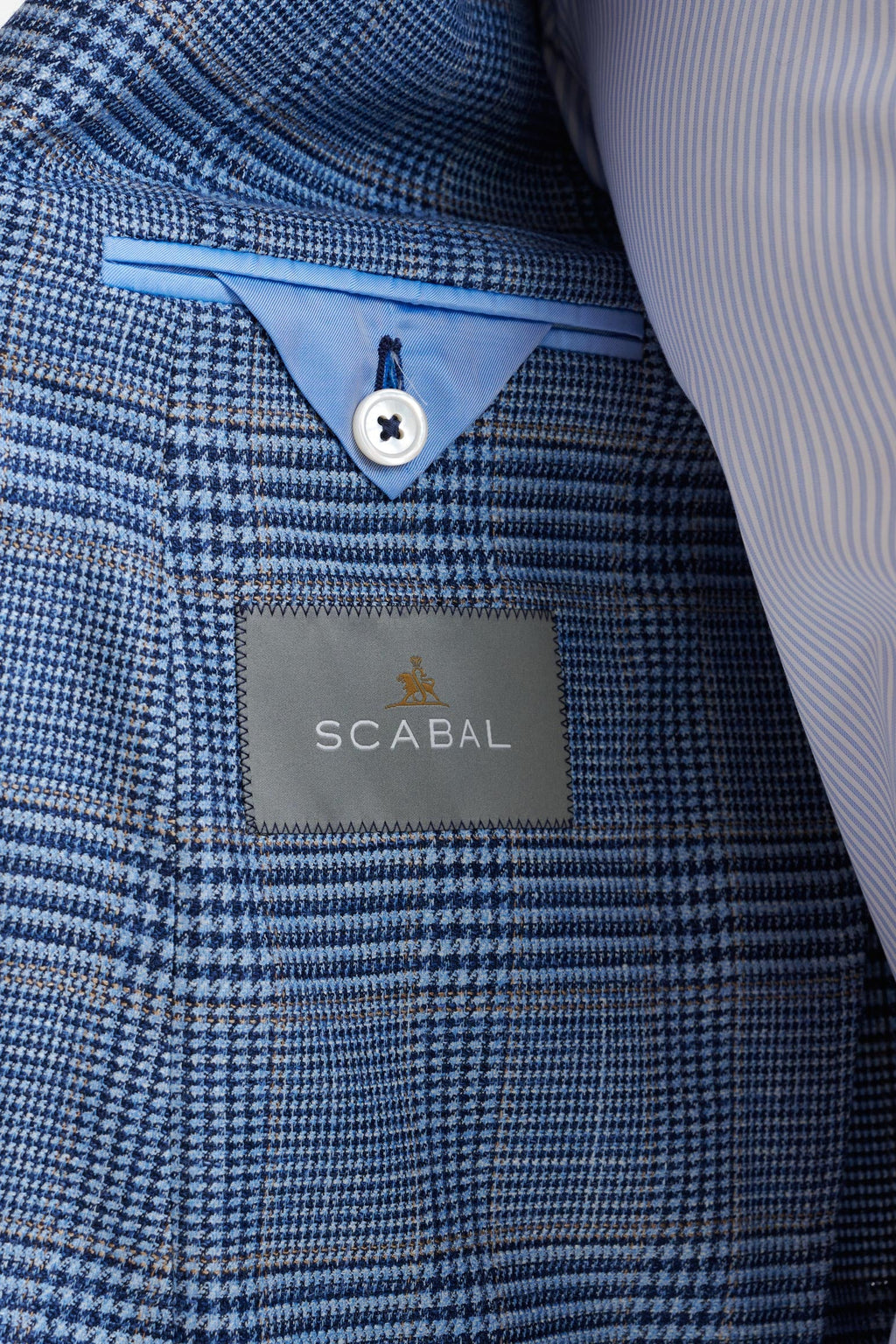 Light Blue Check Wool & Silk Kenton Jacket Amalfi Trend — detail 4