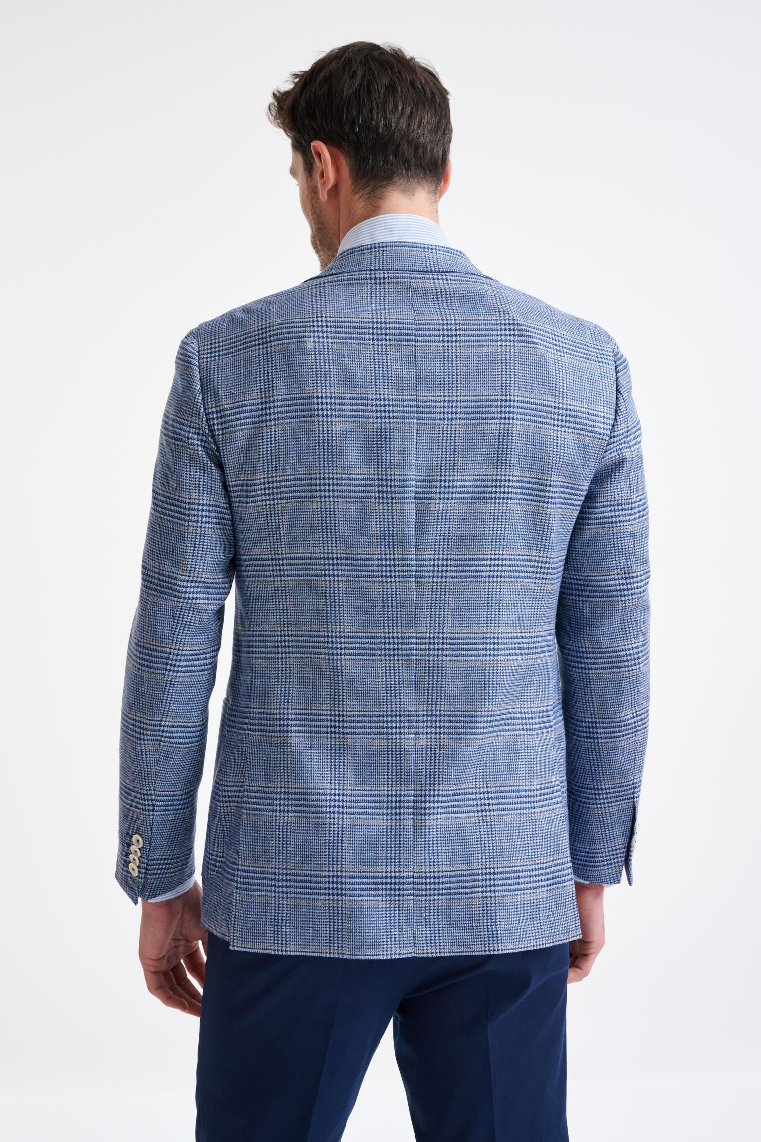 Light Blue Check Wool & Silk Kenton Jacket Amalfi Trend — detail 7