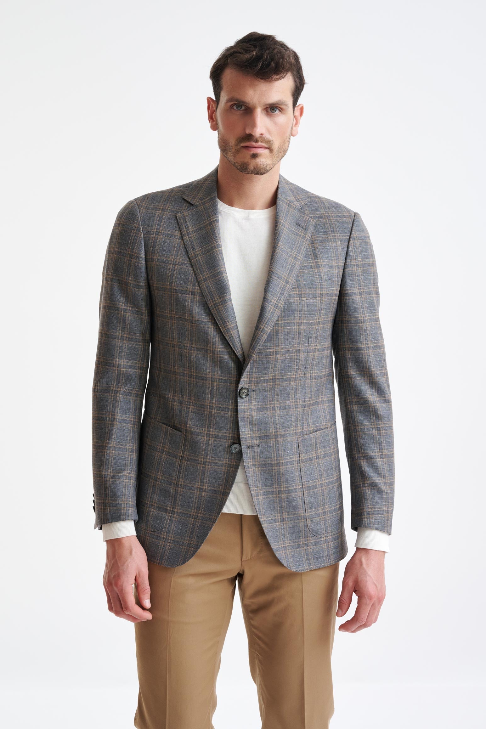Grey Check Super 130's Wool Soho Jacket Mosaic