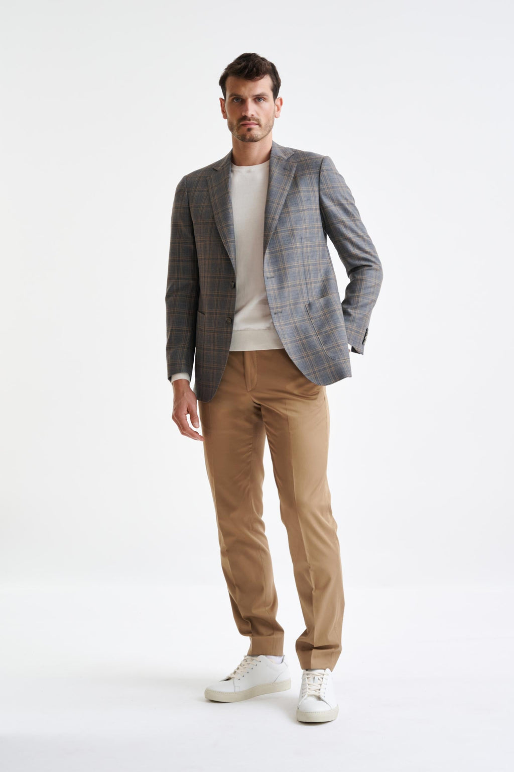 Grey Check Super 130's Wool Soho Jacket Mosaic — detail 6