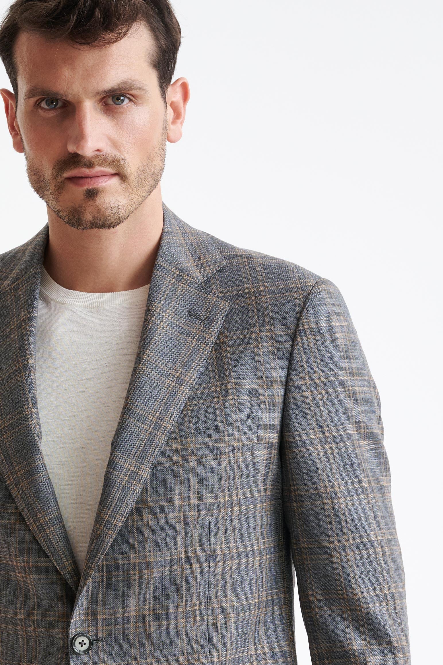Grey Check Super 130's Wool Soho Jacket Mosaic — detail 5
