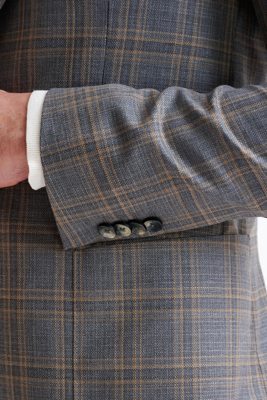 Grey Check Super 130's Wool Soho Jacket Mosaic — detail 1
