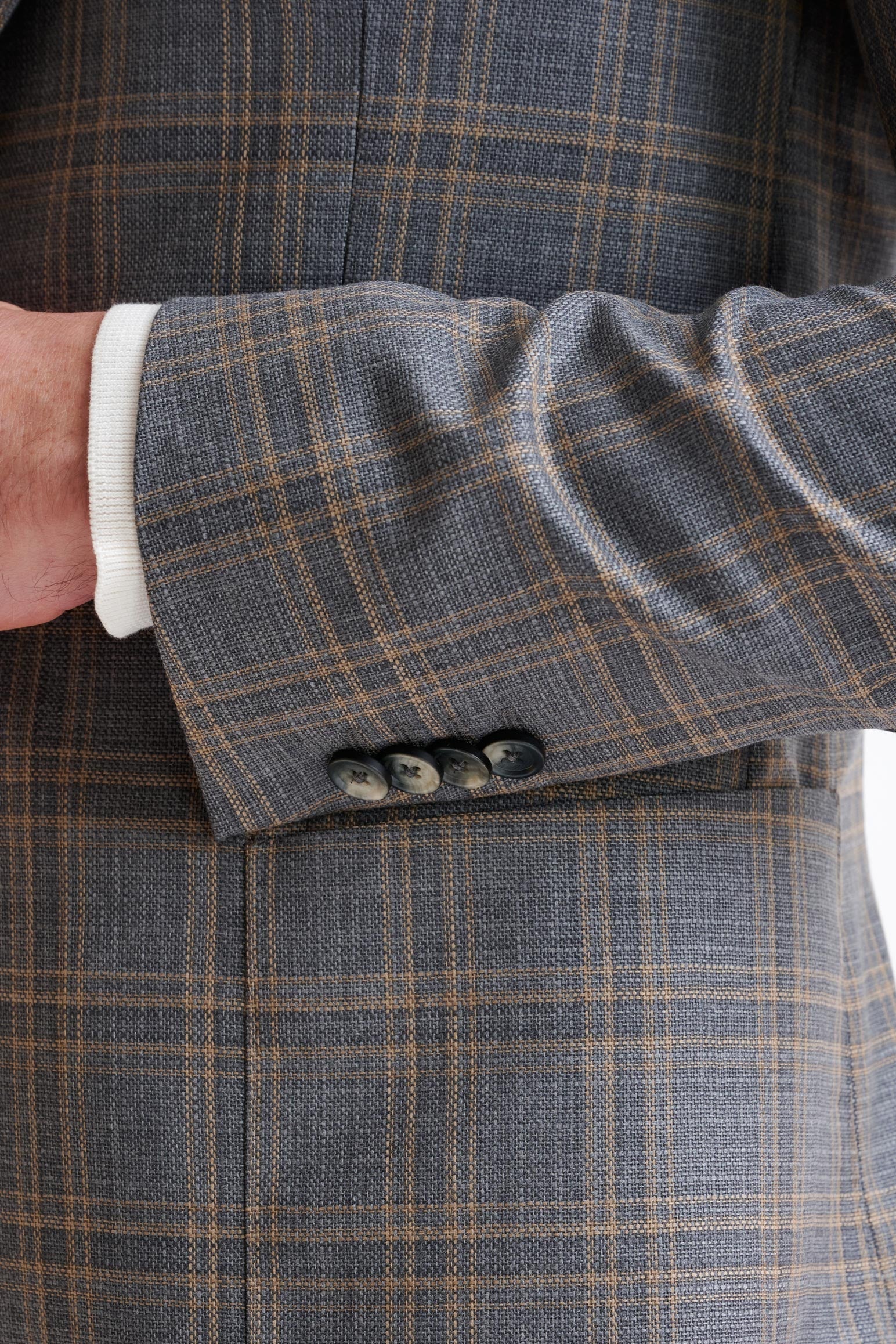 Grey Check Super 130's Wool Soho Jacket Mosaic — detail 1